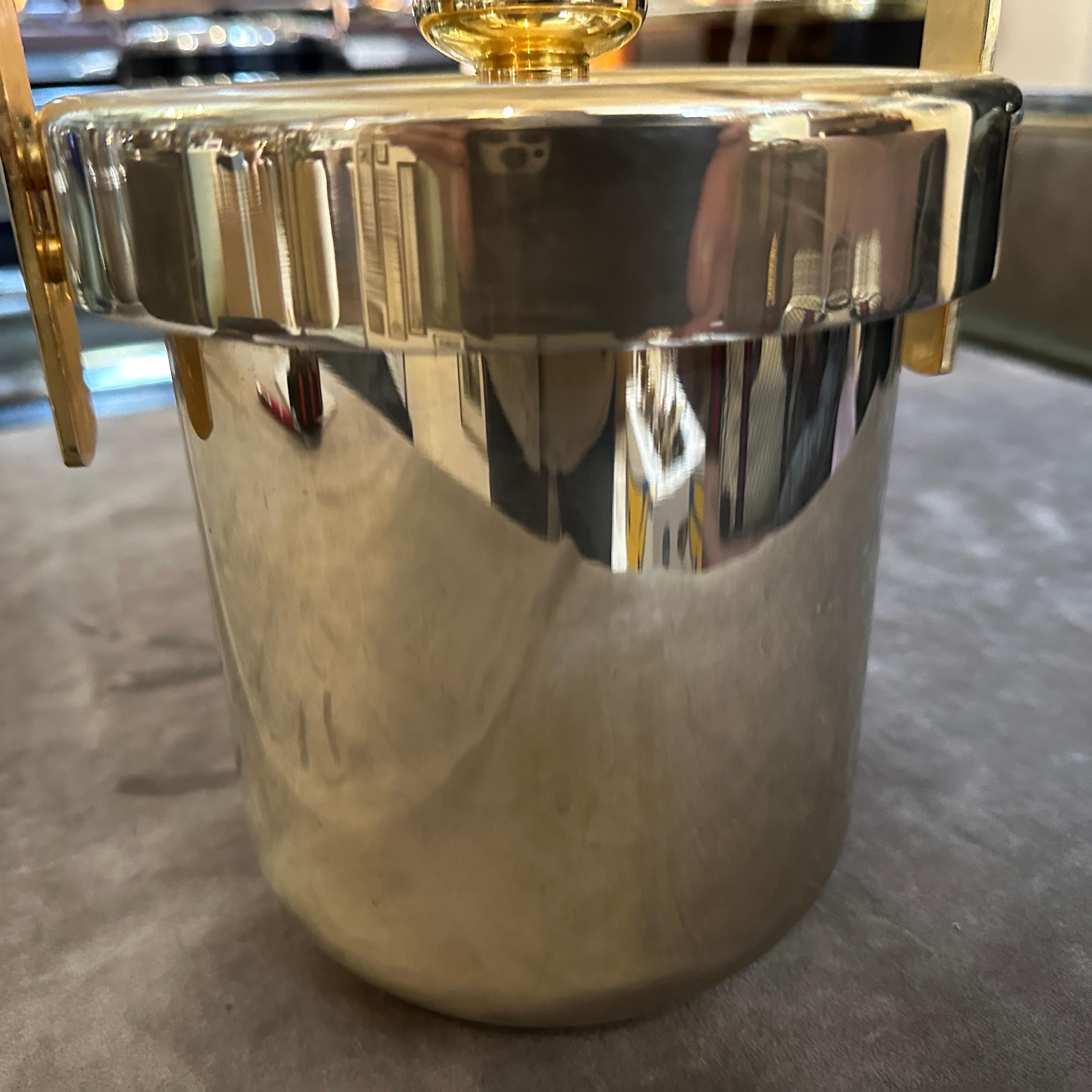 Seau à glace italien en métal doré des années 1970 Mid-Century Modern Bon état - En vente à Aci Castello, IT