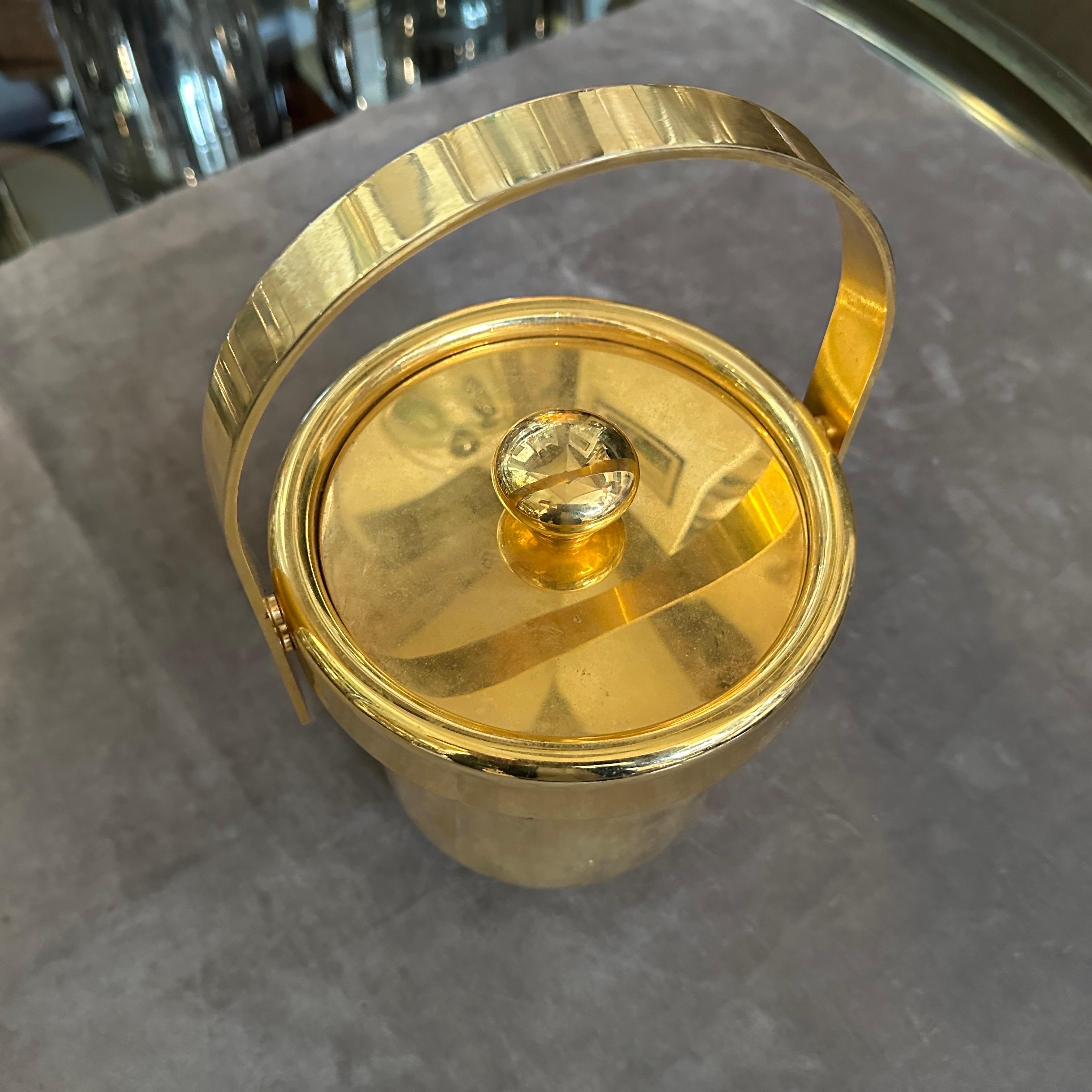 1970s Mid-Century Modern Gilded Metal Italian Ice Bucket For Sale 1
