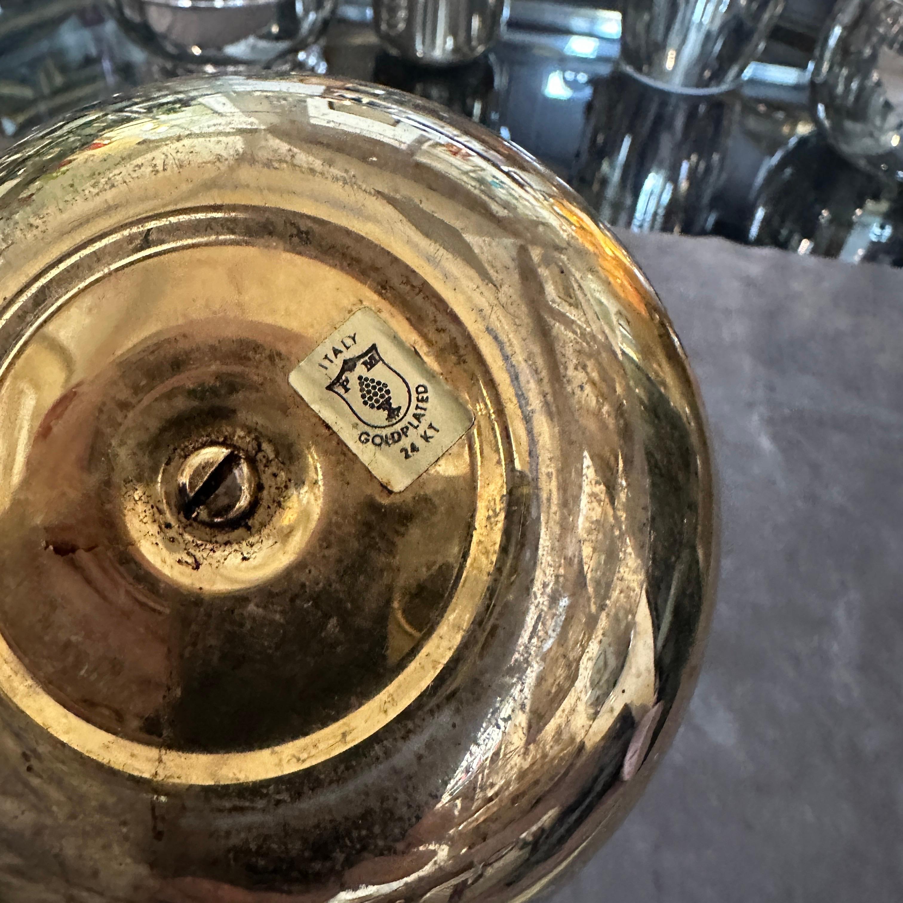 1970s Mid-Century Modern Gilded Metal Italian Ice Bucket For Sale 3