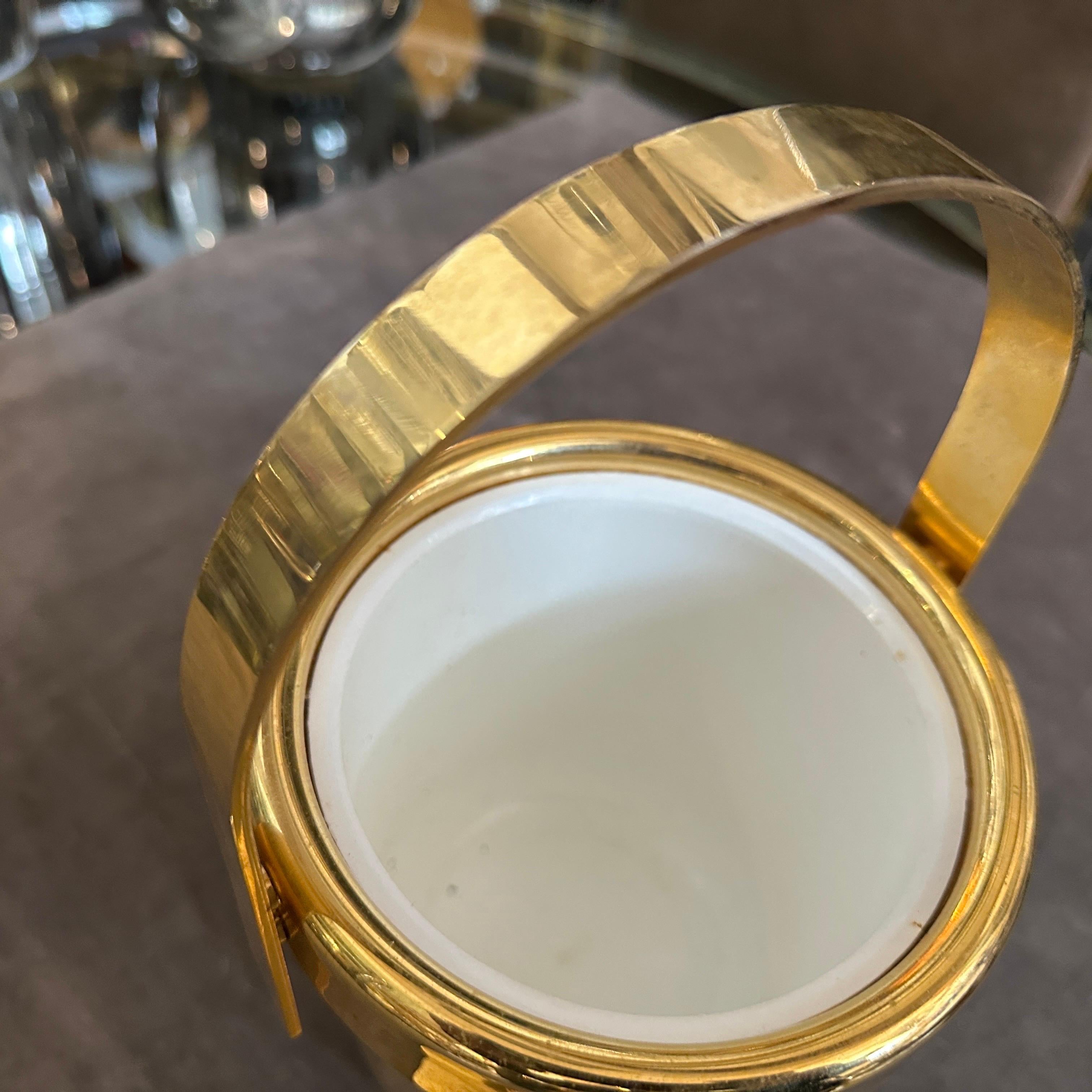 1970s Mid-Century Modern Gilded Metal Italian Ice Bucket For Sale 5