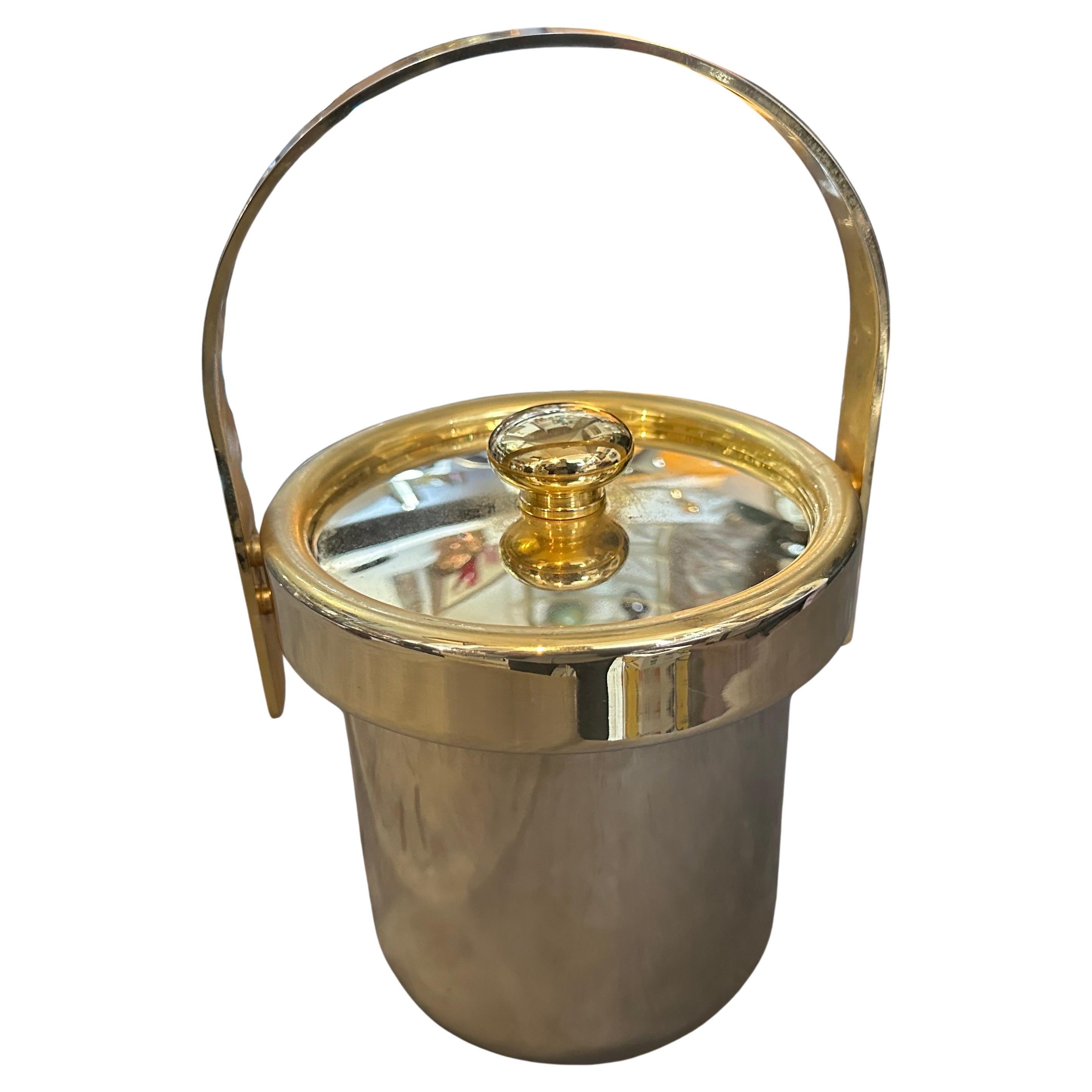 1970s Mid-Century Modern Gilded Metal Italian Ice Bucket