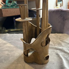 1970s Mid-Century Modern Gilded Pewter Sculptured Candelabra by Prof. Ceccherini