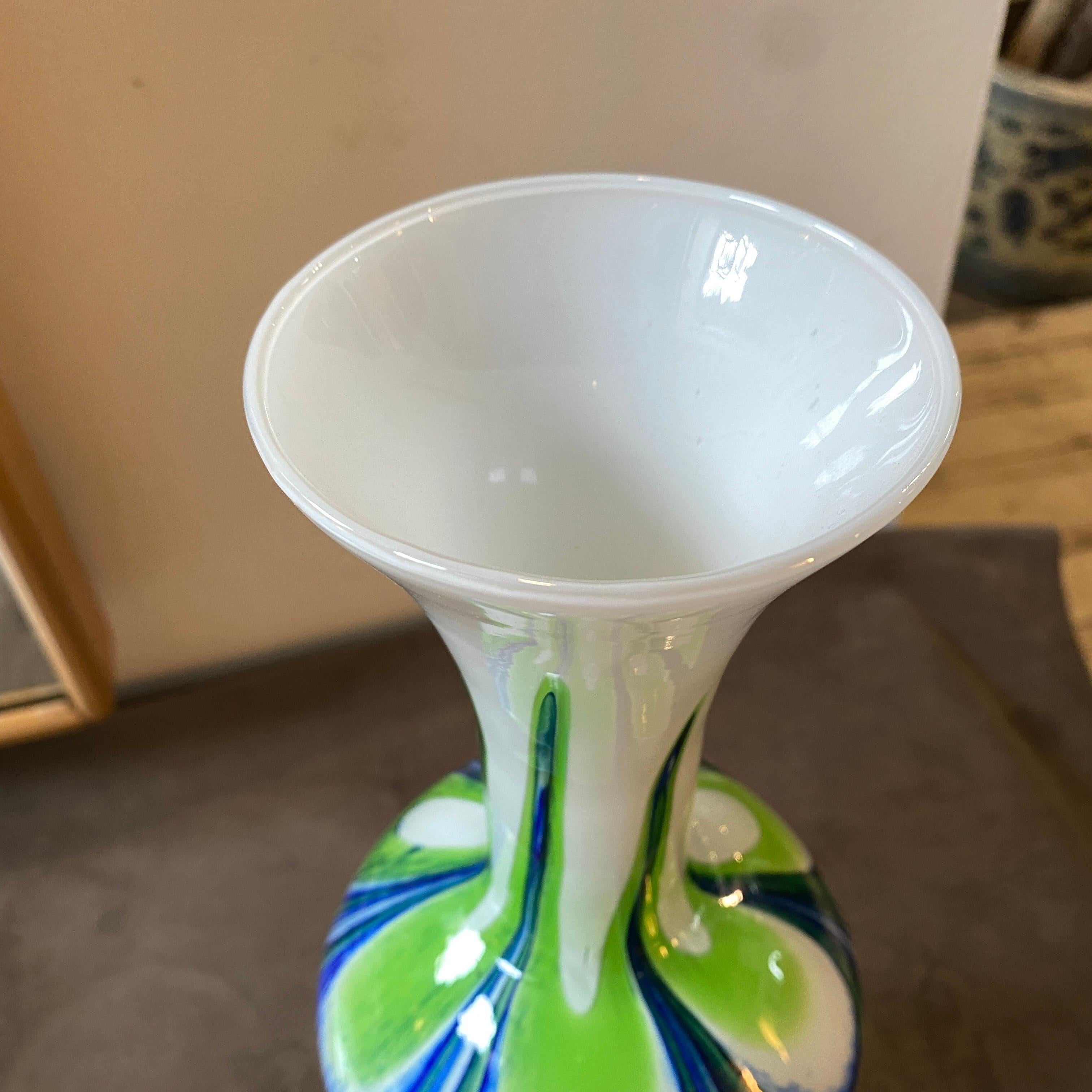 1970s Carlo Moretti for Opaline Florence Space Age Opaline Glass Italian Vase For Sale 4