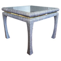 1970's Mid Century Modern Grasscloth Game or Center Table, Karl Springer Style
