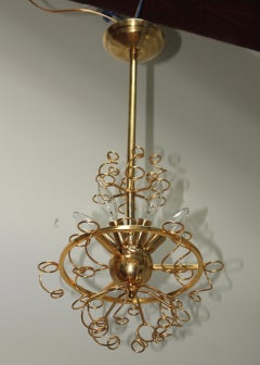 1970's Mid-Century Modern Hand Blown "Flame" Chandelier by Mazzega