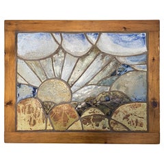 1970s Mid-Century Modern Hand Carved Pottery Mosaic Sculpture by Louis Mendez