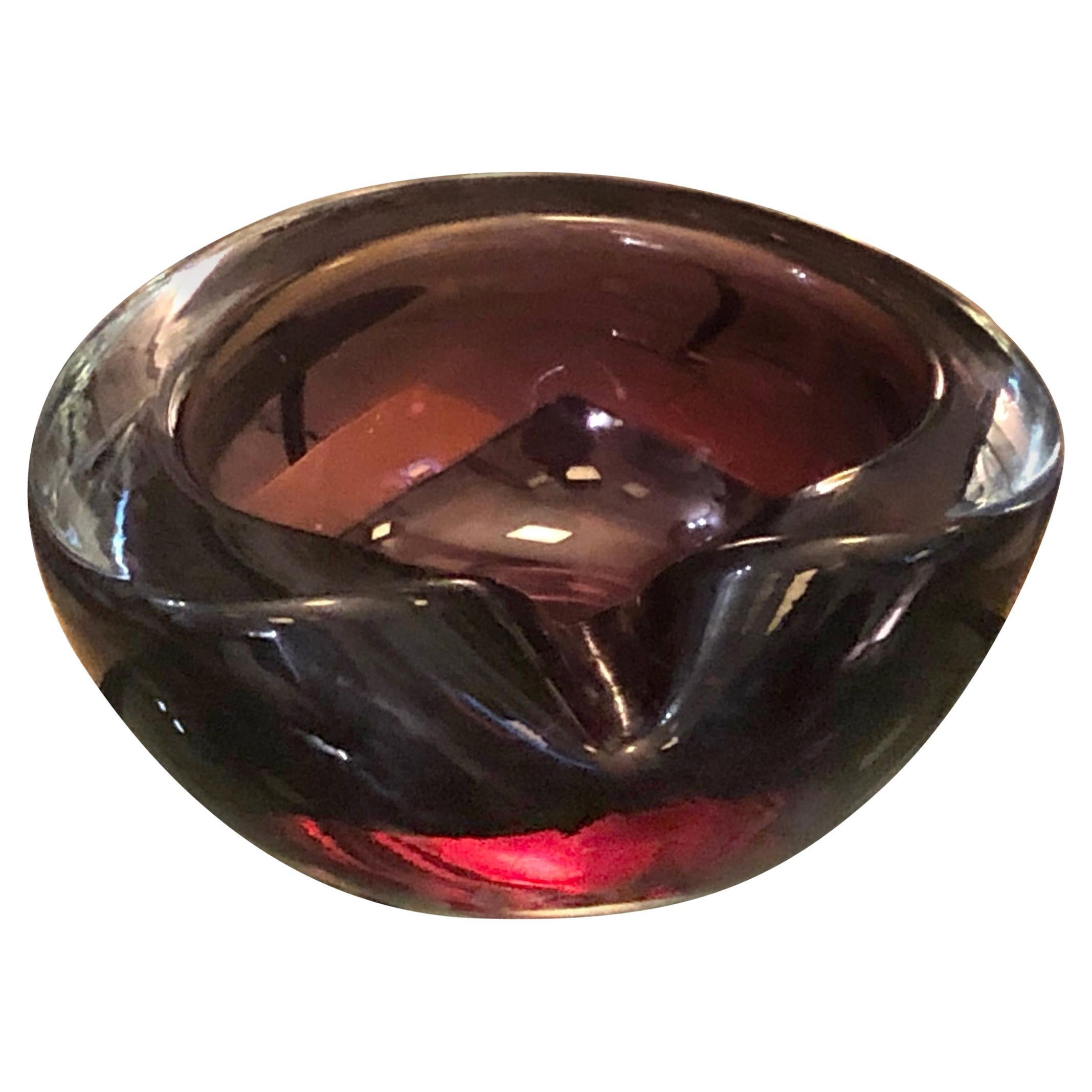 1970s Mid-Century Modern Heavy Purple Murano Glass Ashtray by Seguso