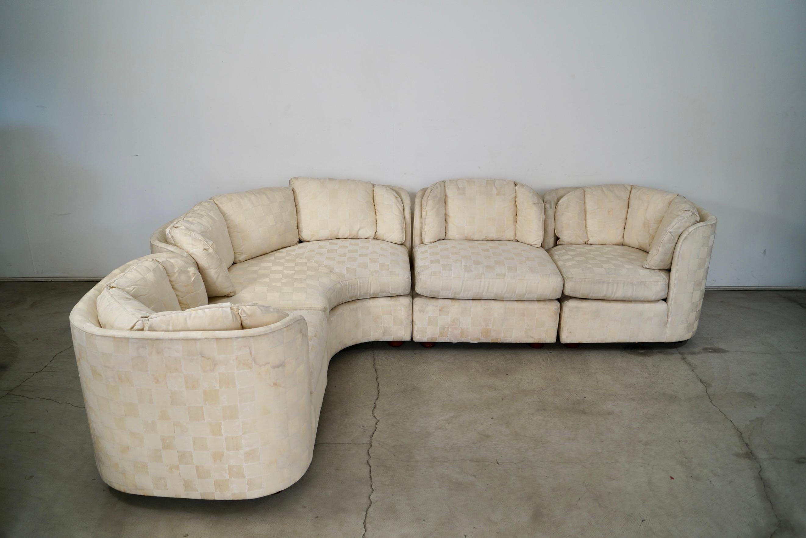Tissu Canapé sectionnel modulaire 4 pièces Henredon, 1970, Mid-Century Modern en vente
