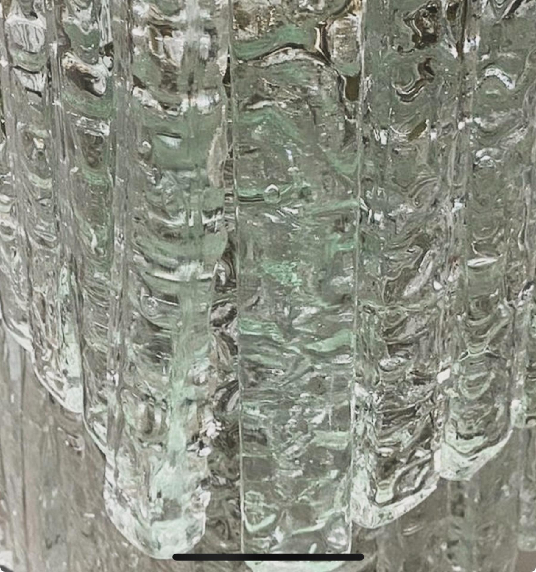 1970s Mid-Century Modern Ice effect Murano Glass Cascading Chandelier by Mazzega For Sale 3