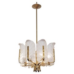 1970s Mid-Century Modern Italian Murano Style Chandelier with Gold Finish