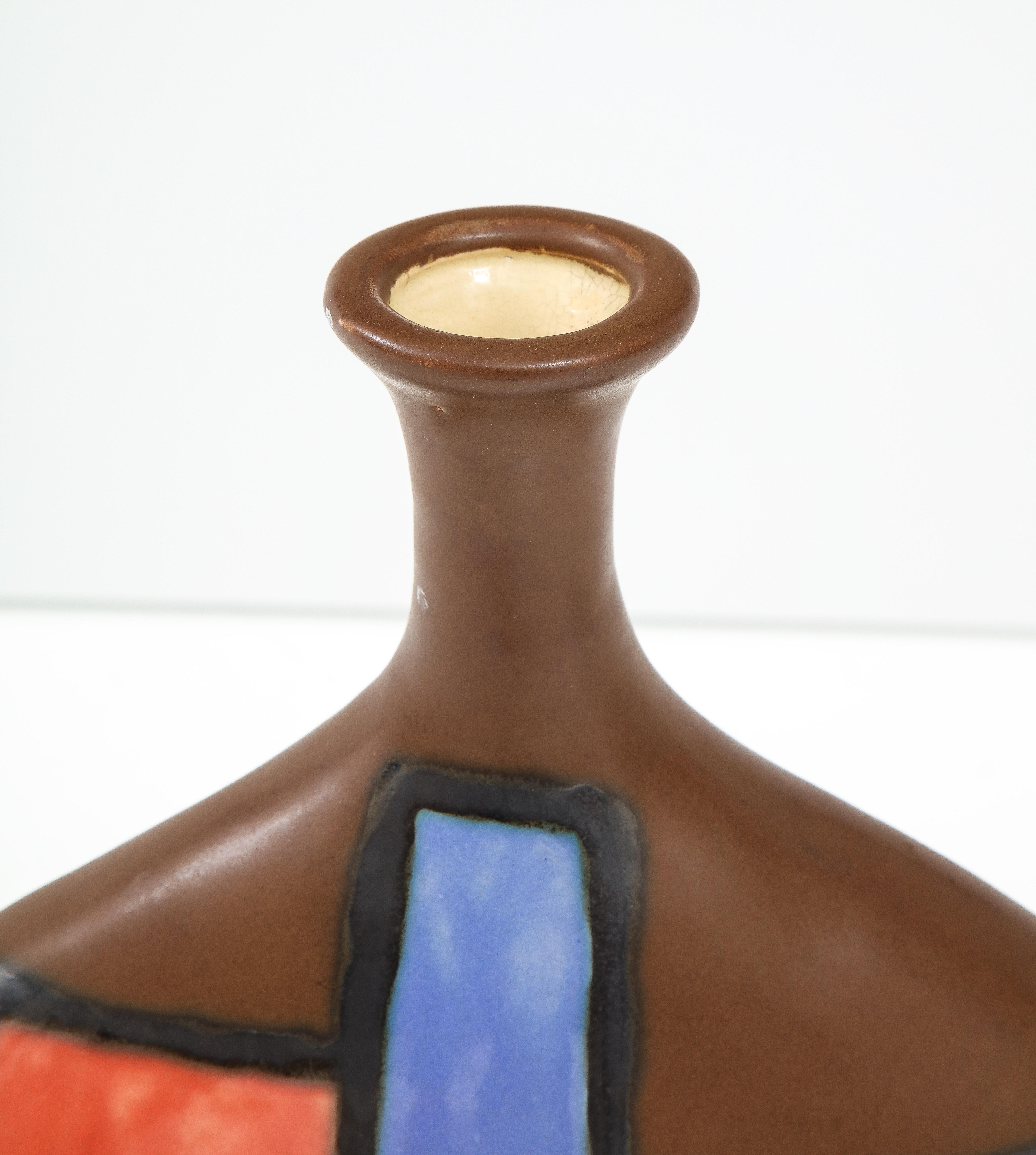 Grand vase en poterie moderne mi-siècle, années 1970 Bon état - En vente à New York, NY