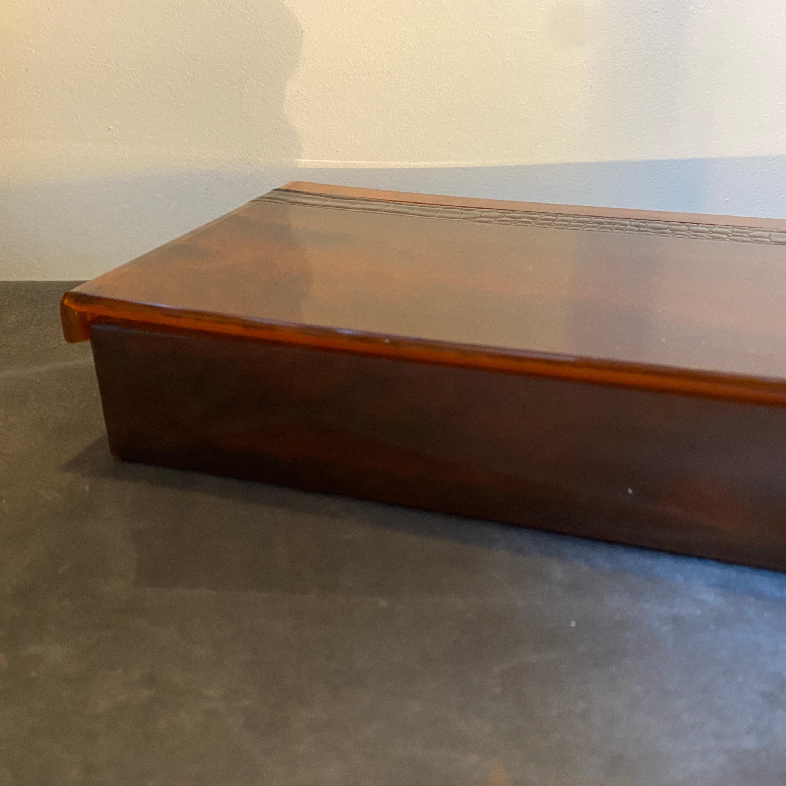A rare lucite rectangular jewelry box designed and manufactured in Italy in the Seventies, It's in very good conditions considering use and age