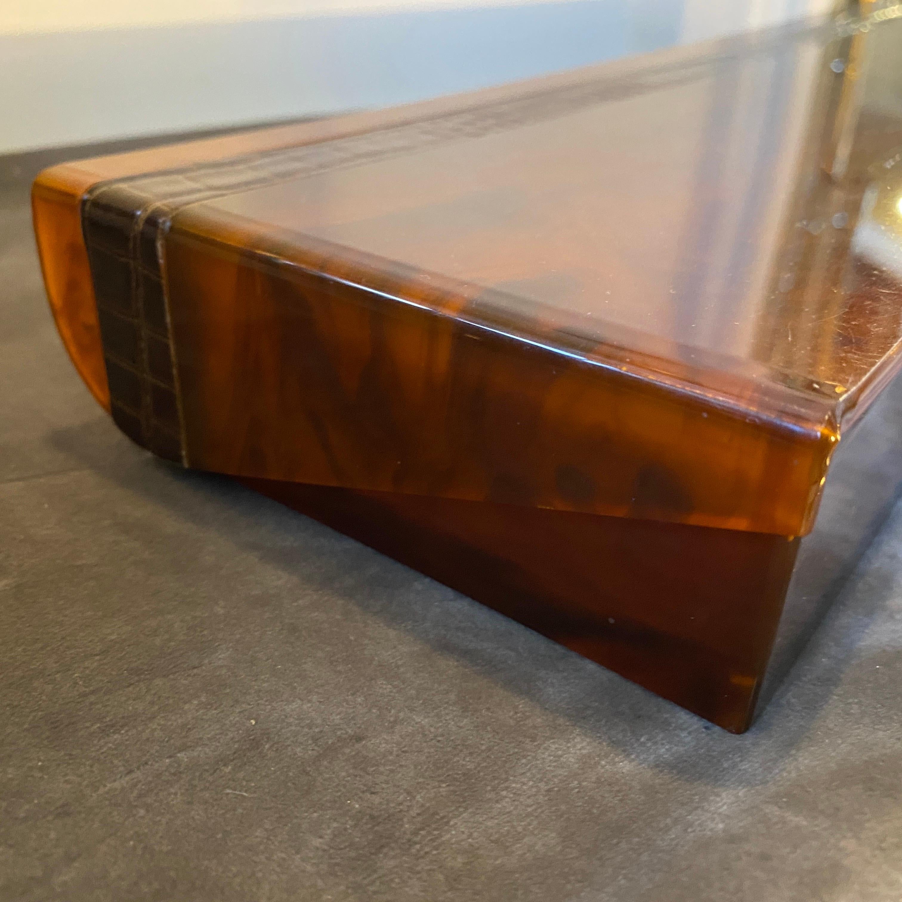 1970s Mid-Century Modern Lucite Fake Tortoise Italian Jewelry Box For Sale 4