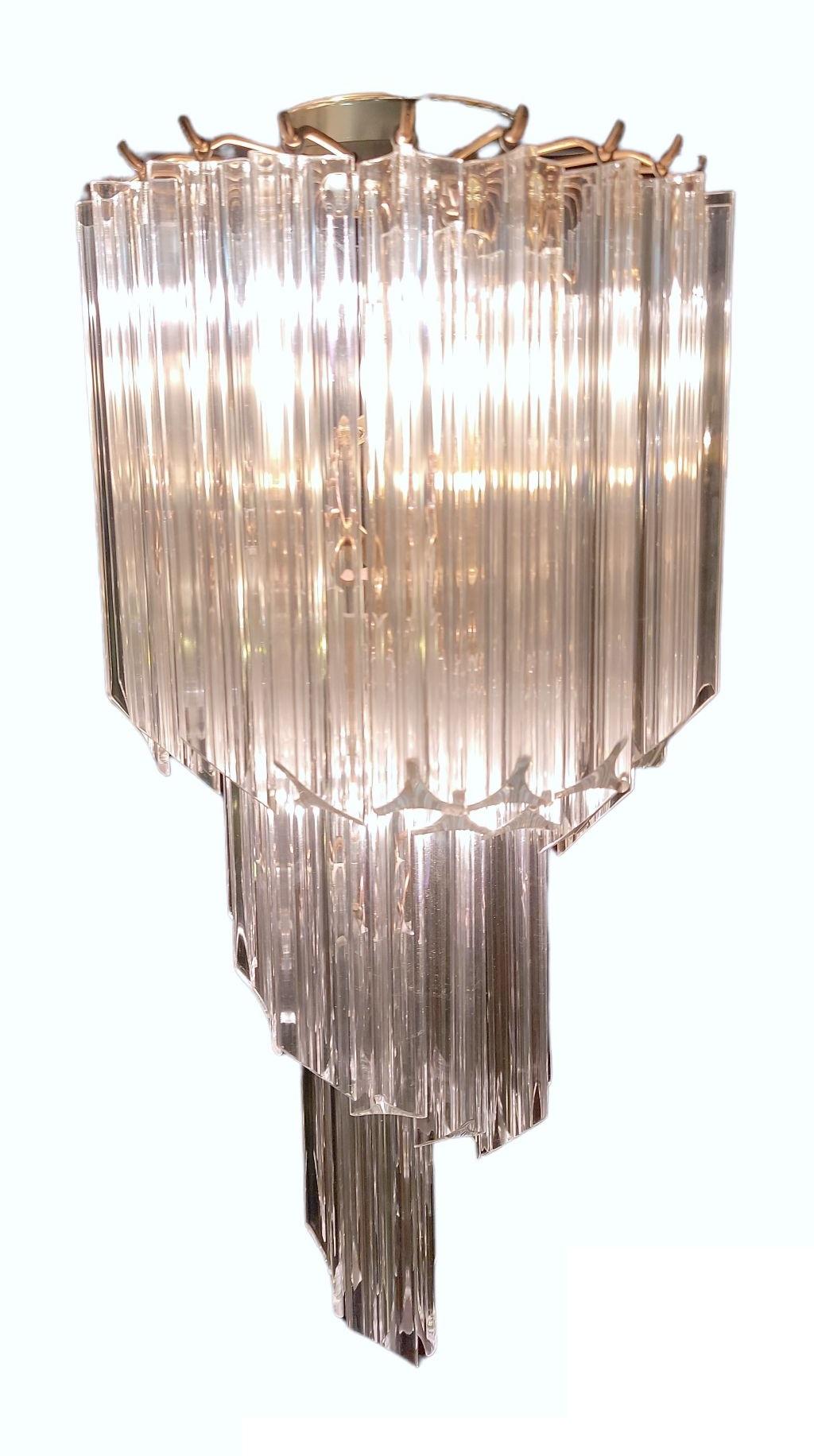 Italian 1970s Mid-Century Modern Lucite Swirl Waterfall Design Chandeliers, a Pair For Sale