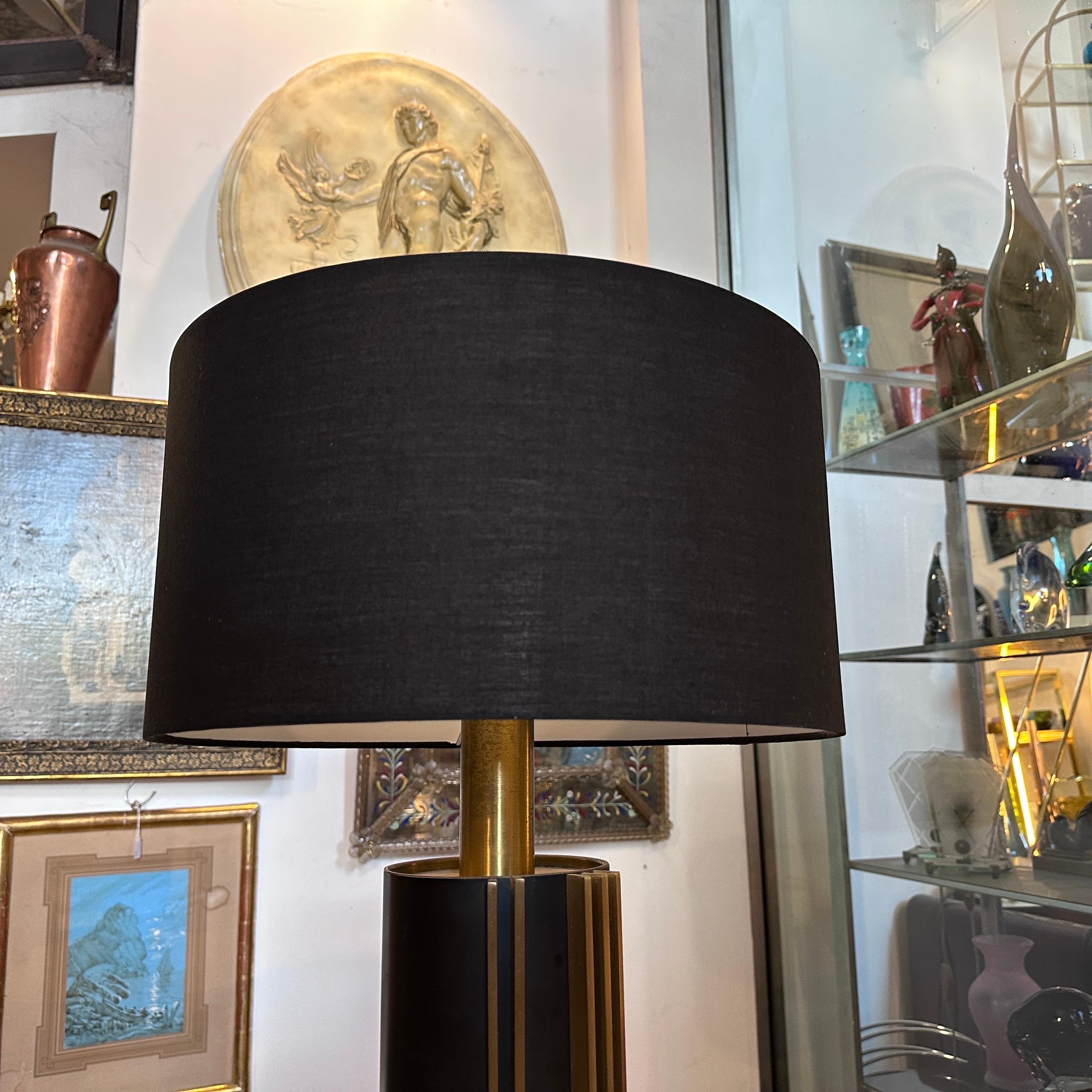 1970s Mid-Century Modern Metal and Brass Italian Table Lamp by  Gaetano Sciolari In Good Condition For Sale In Aci Castello, IT