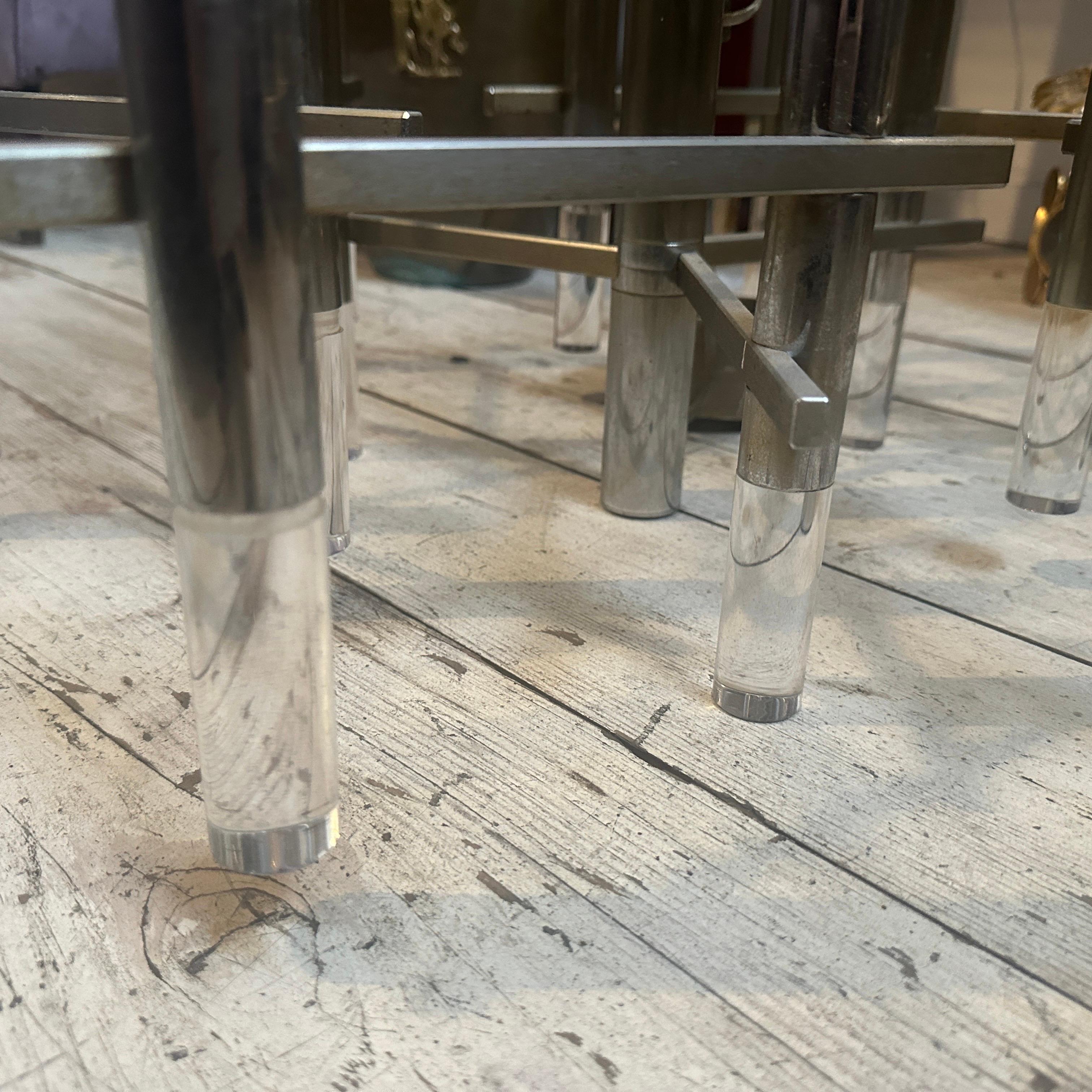 XX secolo Lampadario in metallo e plexiglass di Gaetano Sciolari della metà del secolo scorso in vendita
