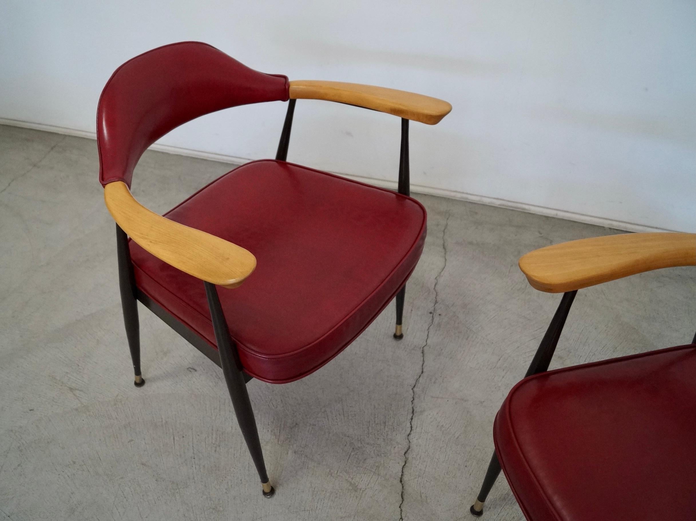 1970's Mid-Century Modern Metal & Wood Armchairs - a Pair For Sale 6