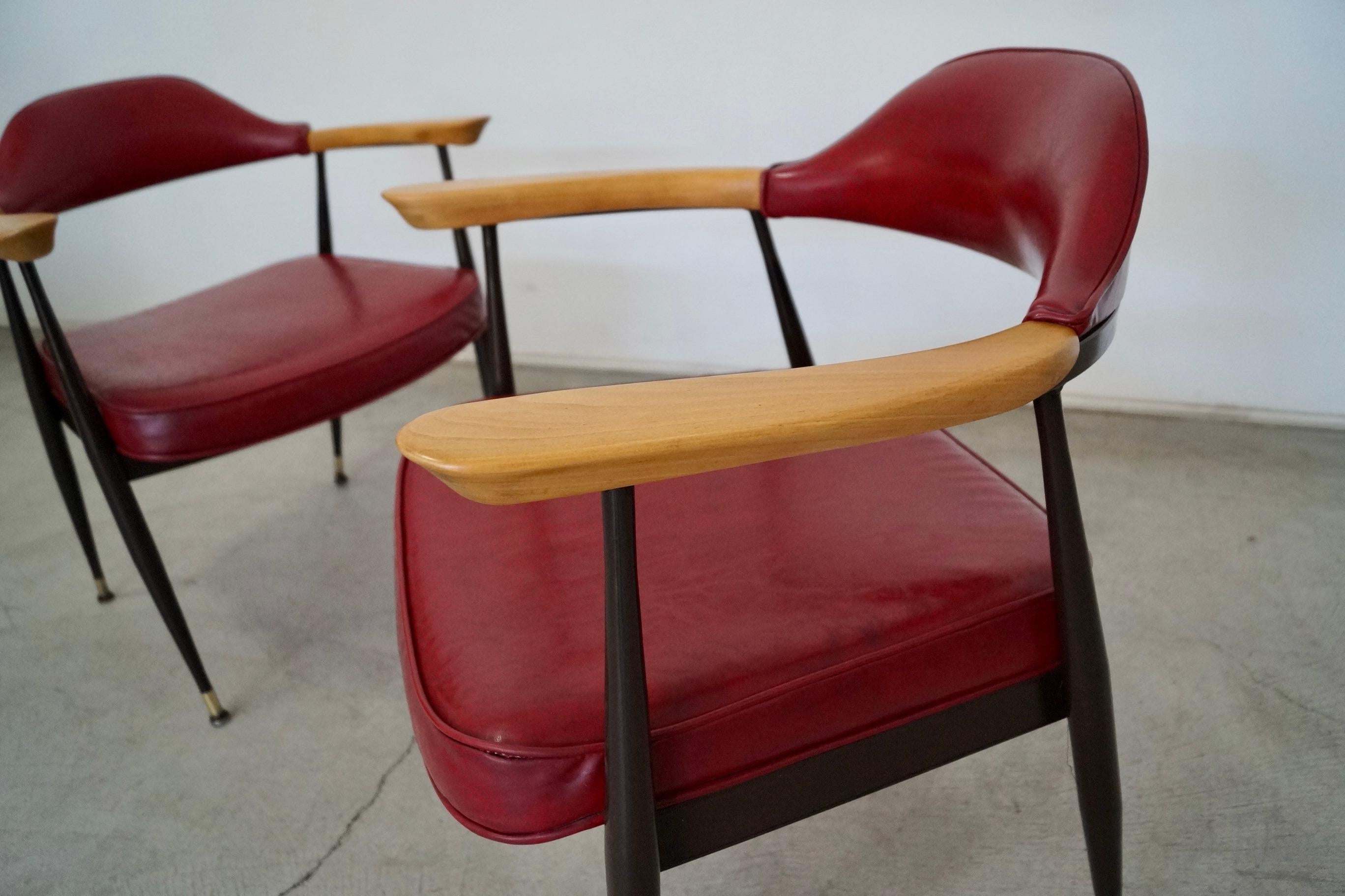 1970's Mid-Century Modern Metal & Wood Armchairs - a Pair For Sale 9