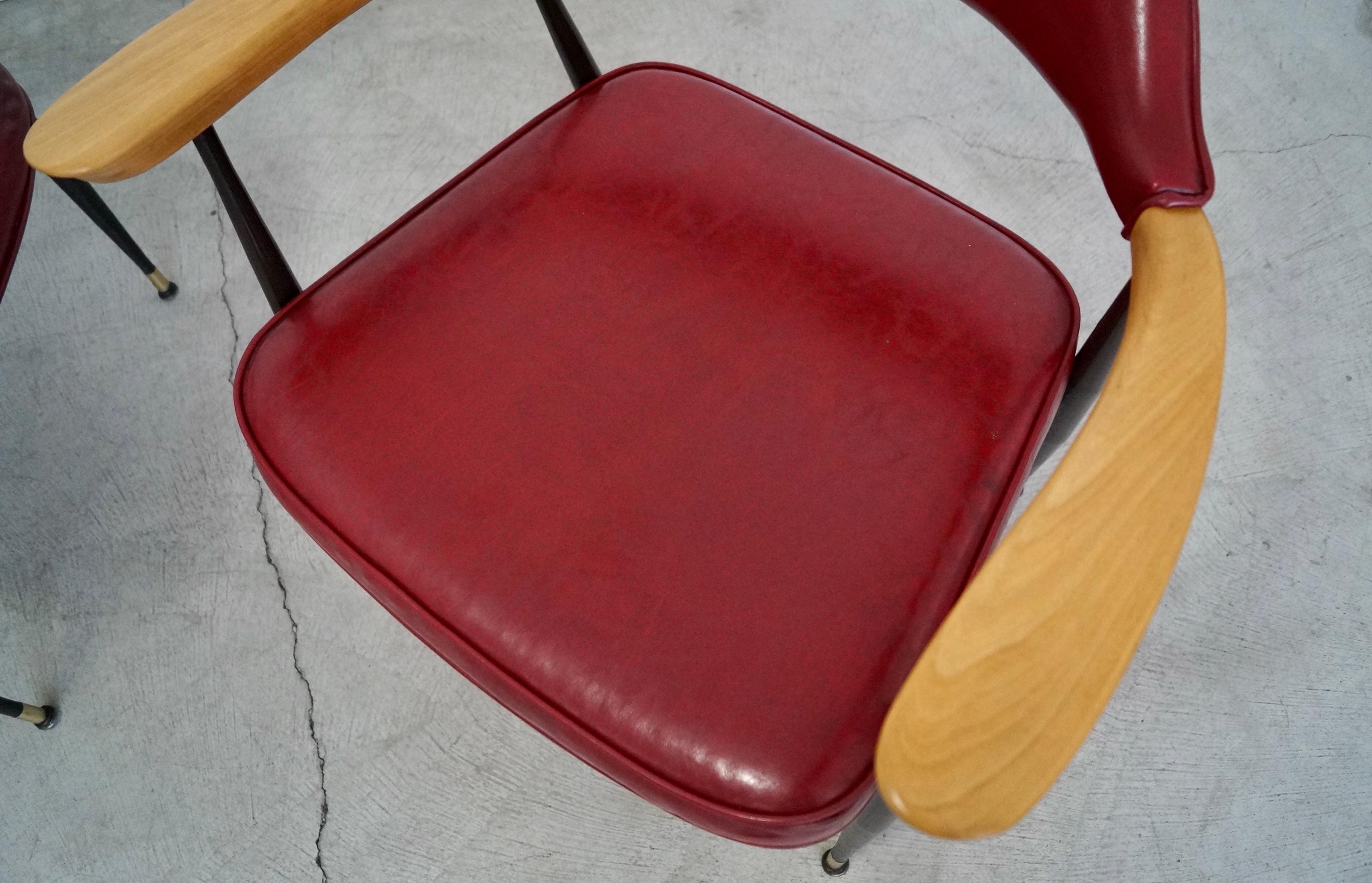 1970's Mid-Century Modern Metal & Wood Armchairs - a Pair For Sale 10