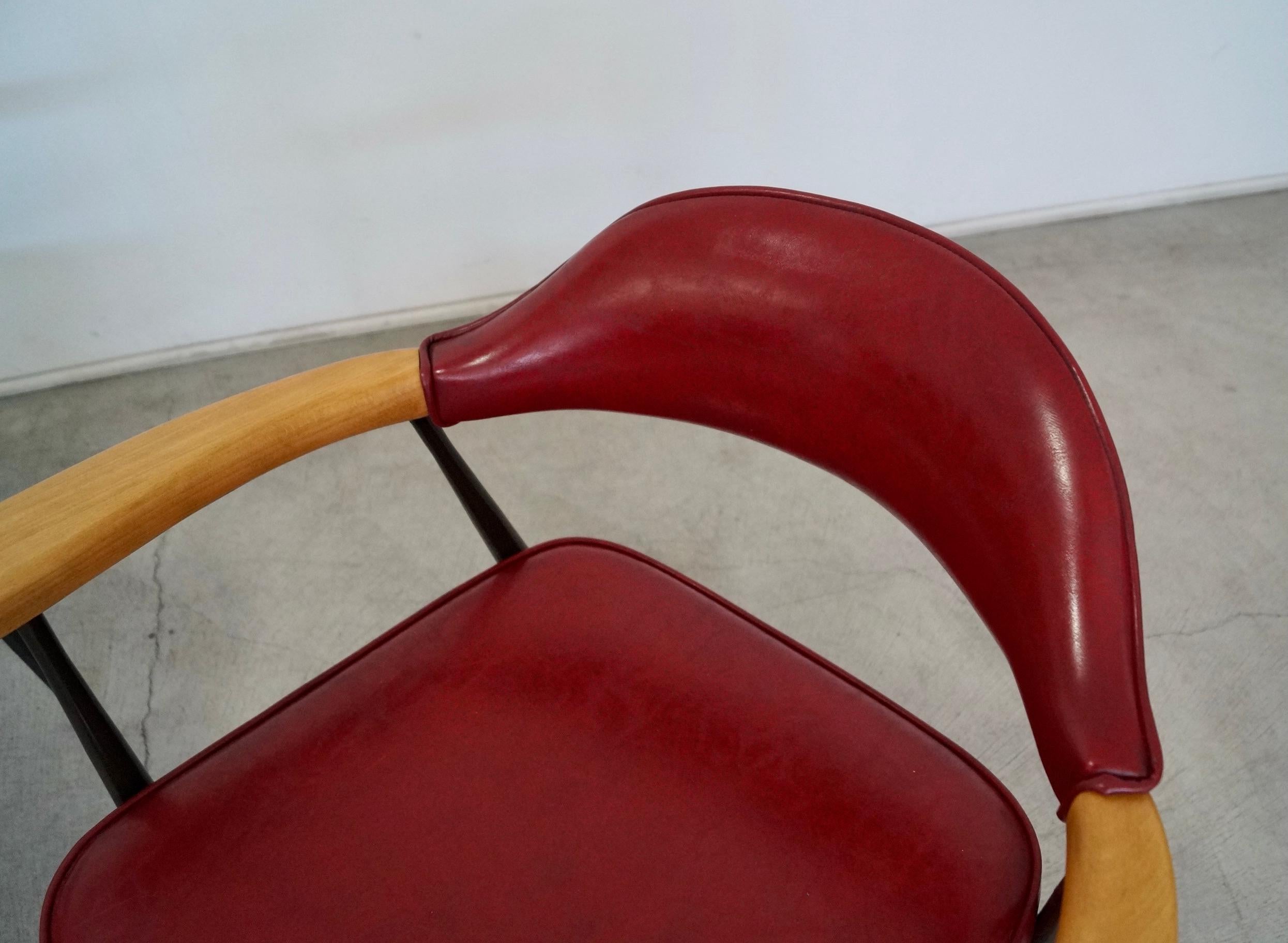 1970's Mid-Century Modern Metal & Wood Armchairs - a Pair For Sale 11
