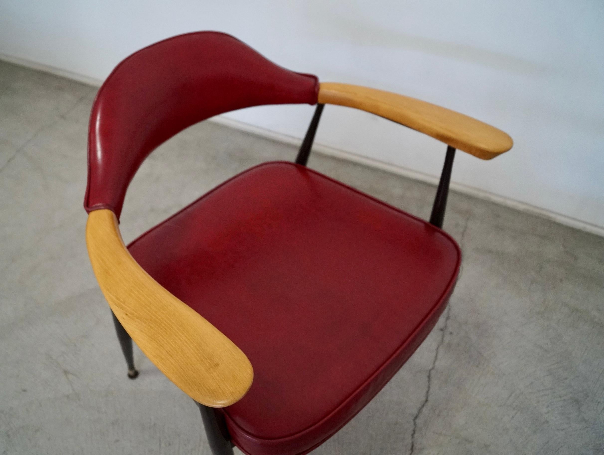 1970's Mid-Century Modern Metal & Wood Armchairs - a Pair For Sale 13