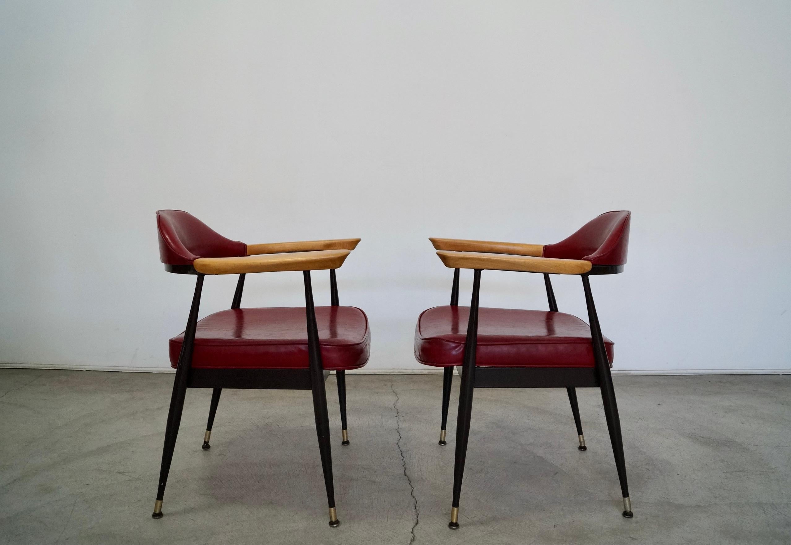 1970's Mid-Century Modern Metal & Wood Armchairs - a Pair For Sale 2