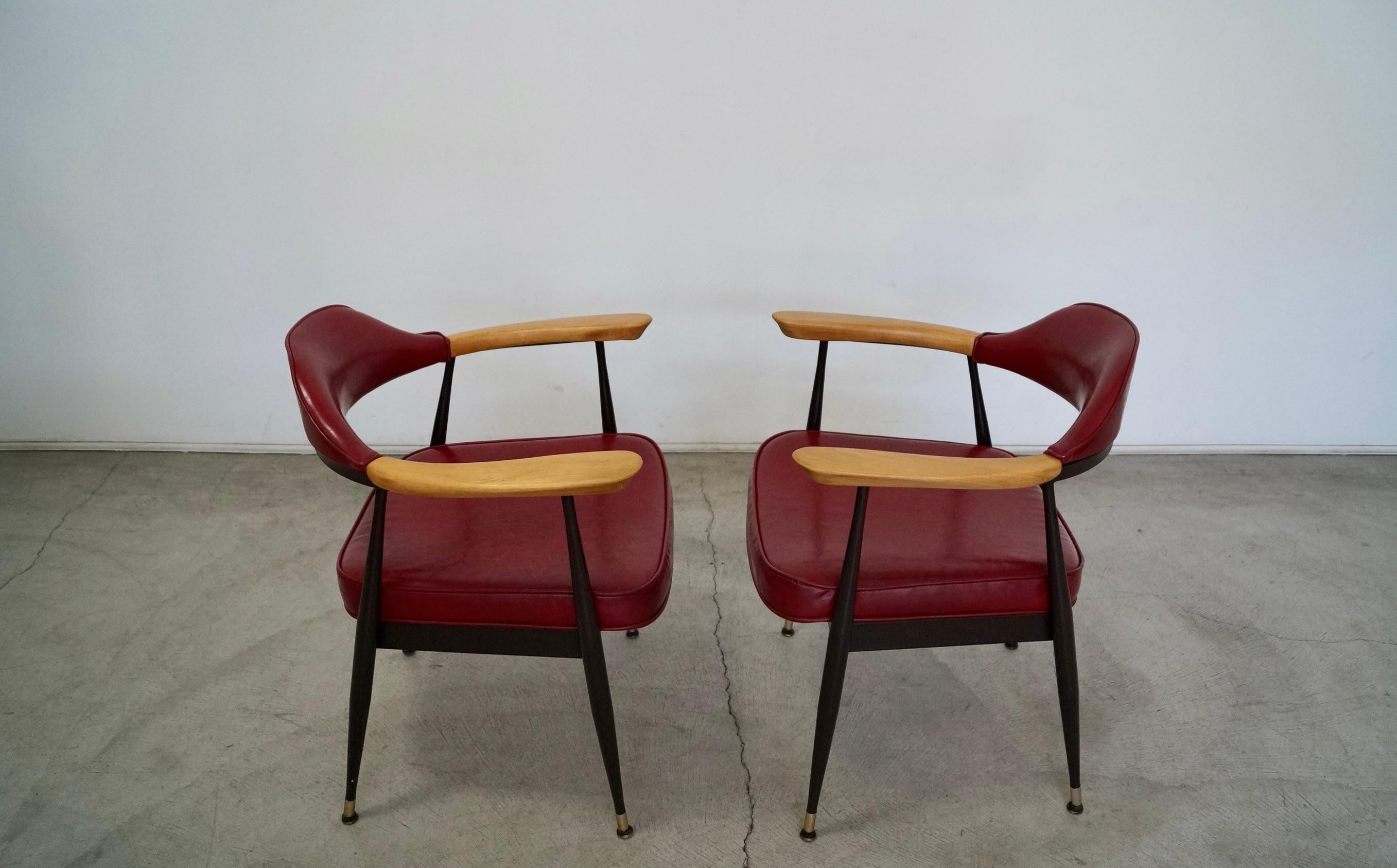 1970's Mid-Century Modern Metal & Wood Armchairs - a Pair For Sale 3