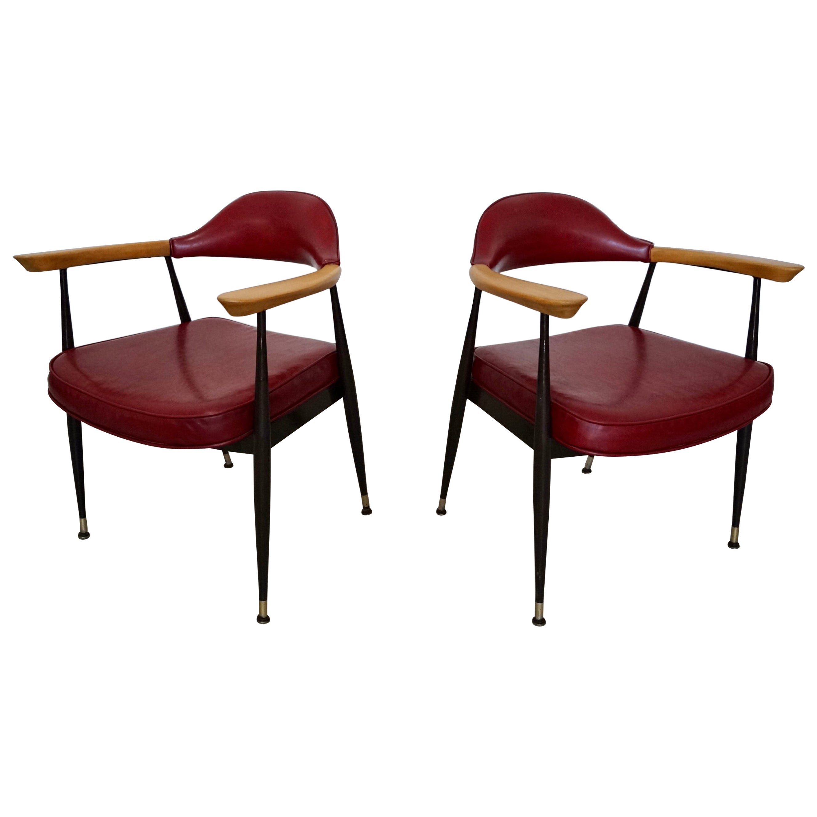 Paire de fauteuils en métal & Wood Modernity des années 1970 en vente