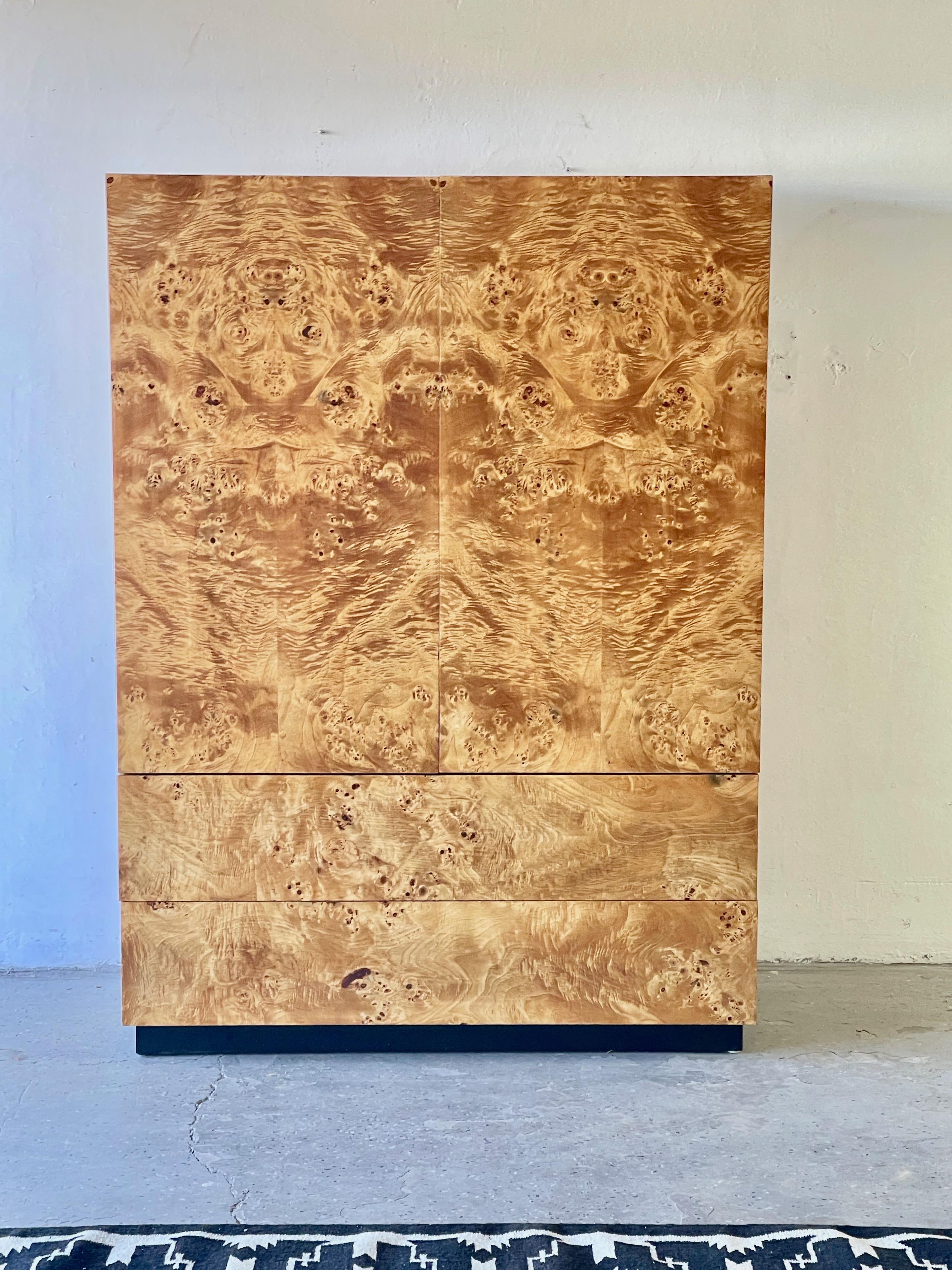 1970's Mid-Century Modern Milo Baughman Burl Wood Highboy Cabinet Armoire 5