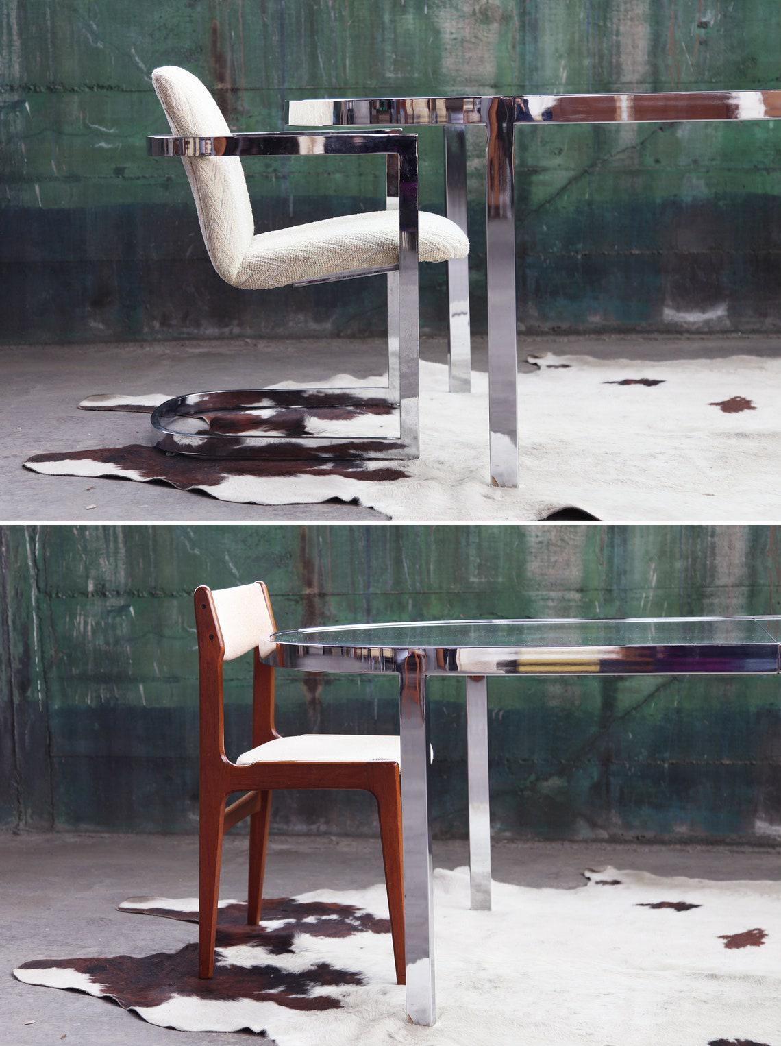 20th Century 1970s Mid-Century Dia Chrome & Glass Dining Conference Table
