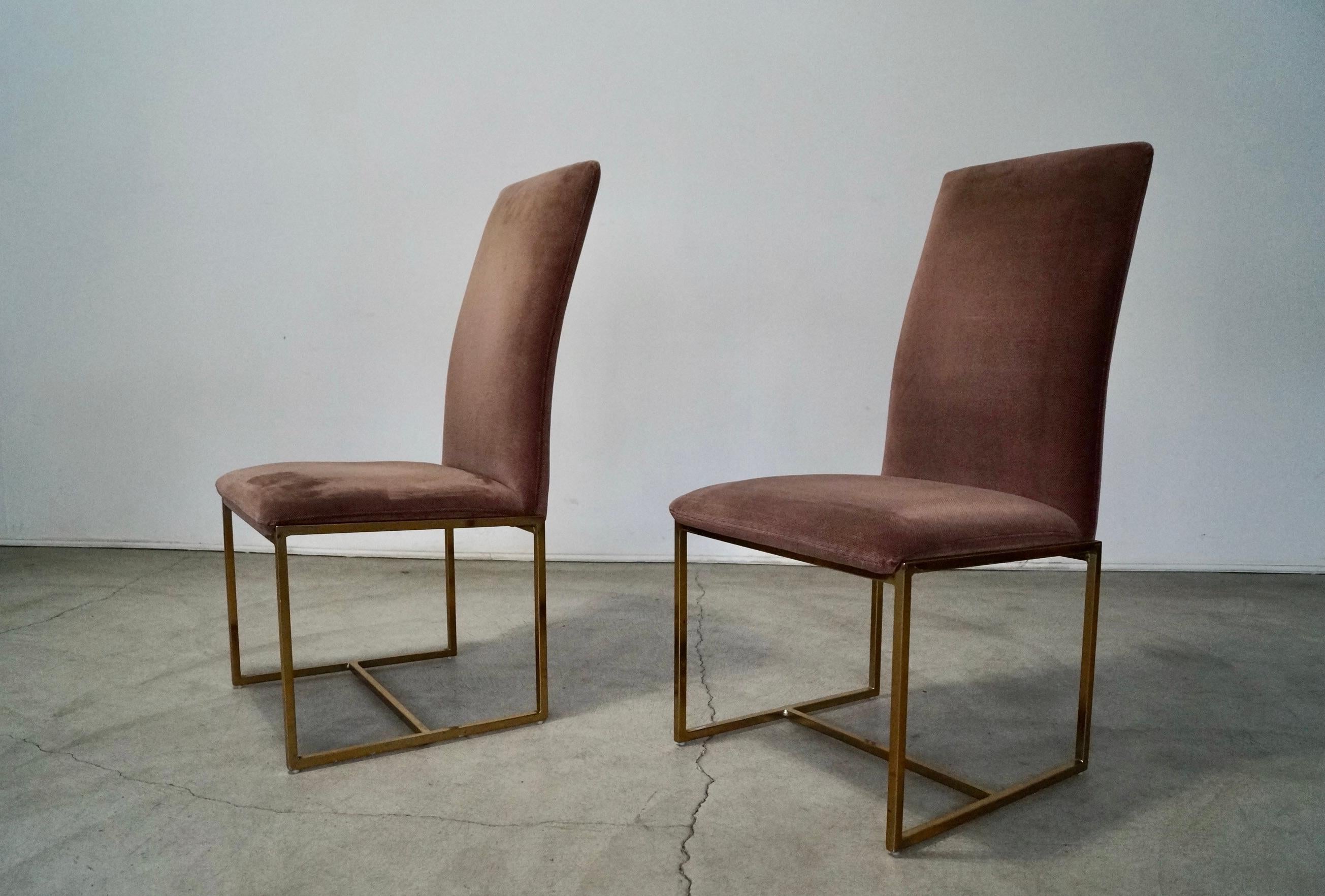 Paire de chaises de salle à manger en laiton de style Milo Baughman, mi-siècle moderne, années 1970 en vente 4