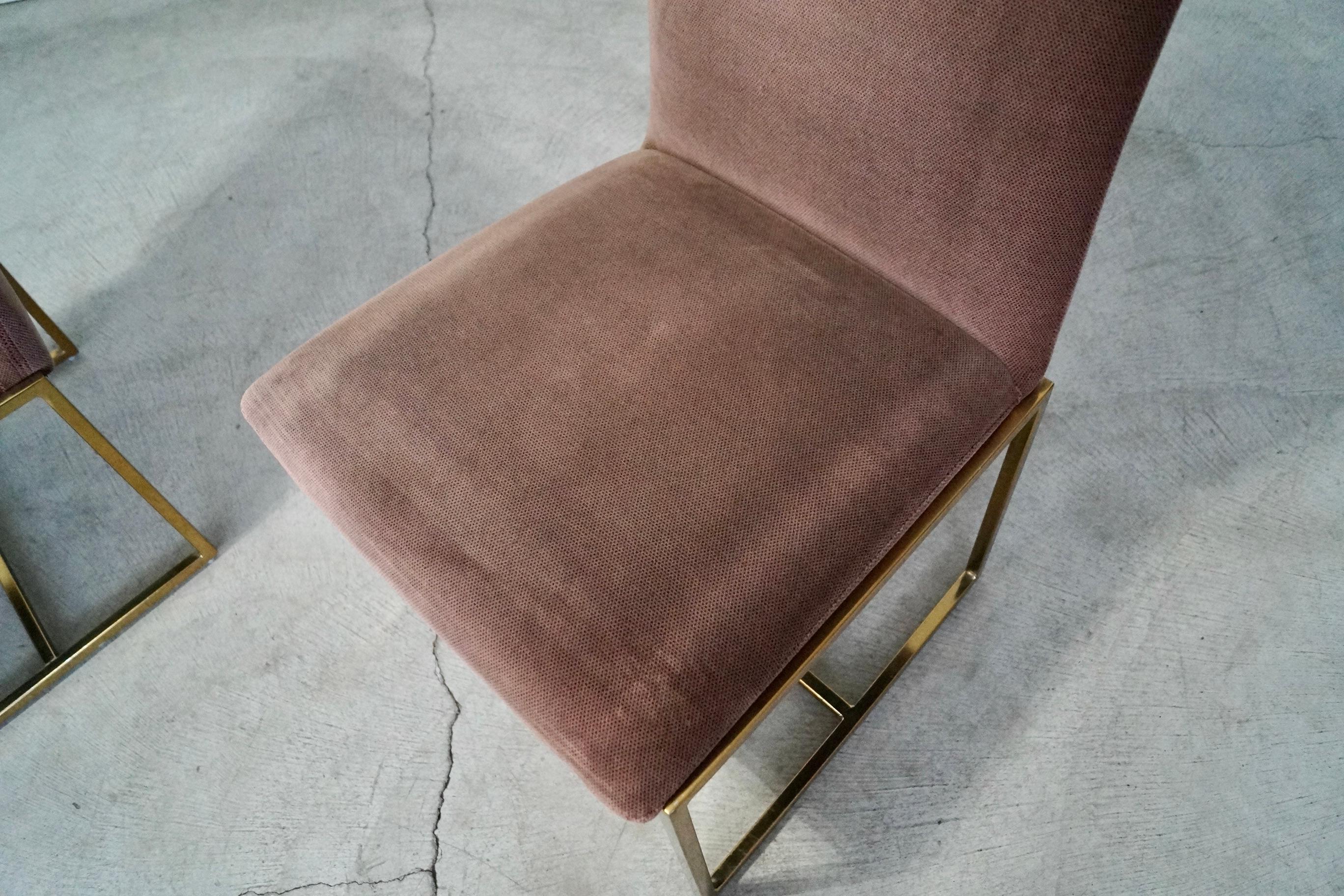 Paire de chaises de salle à manger en laiton de style Milo Baughman, mi-siècle moderne, années 1970 en vente 6