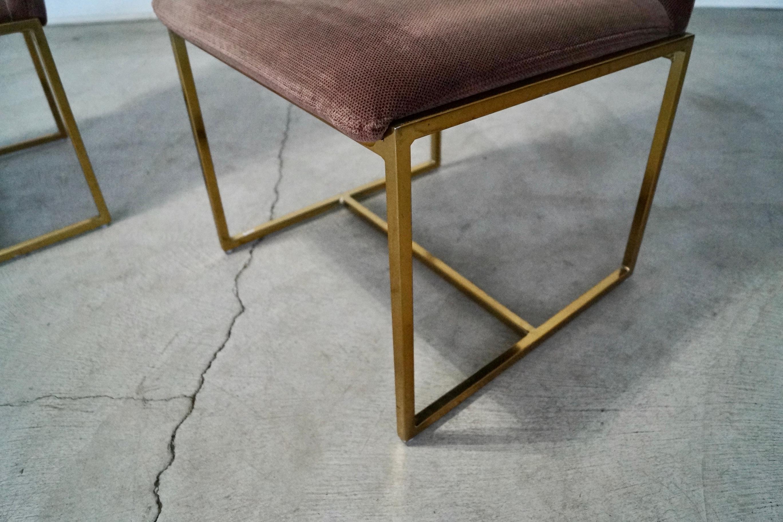 1970's Mid-Century Modern Milo Baughman Style Brass Dining Chairs - a Pair For Sale 8