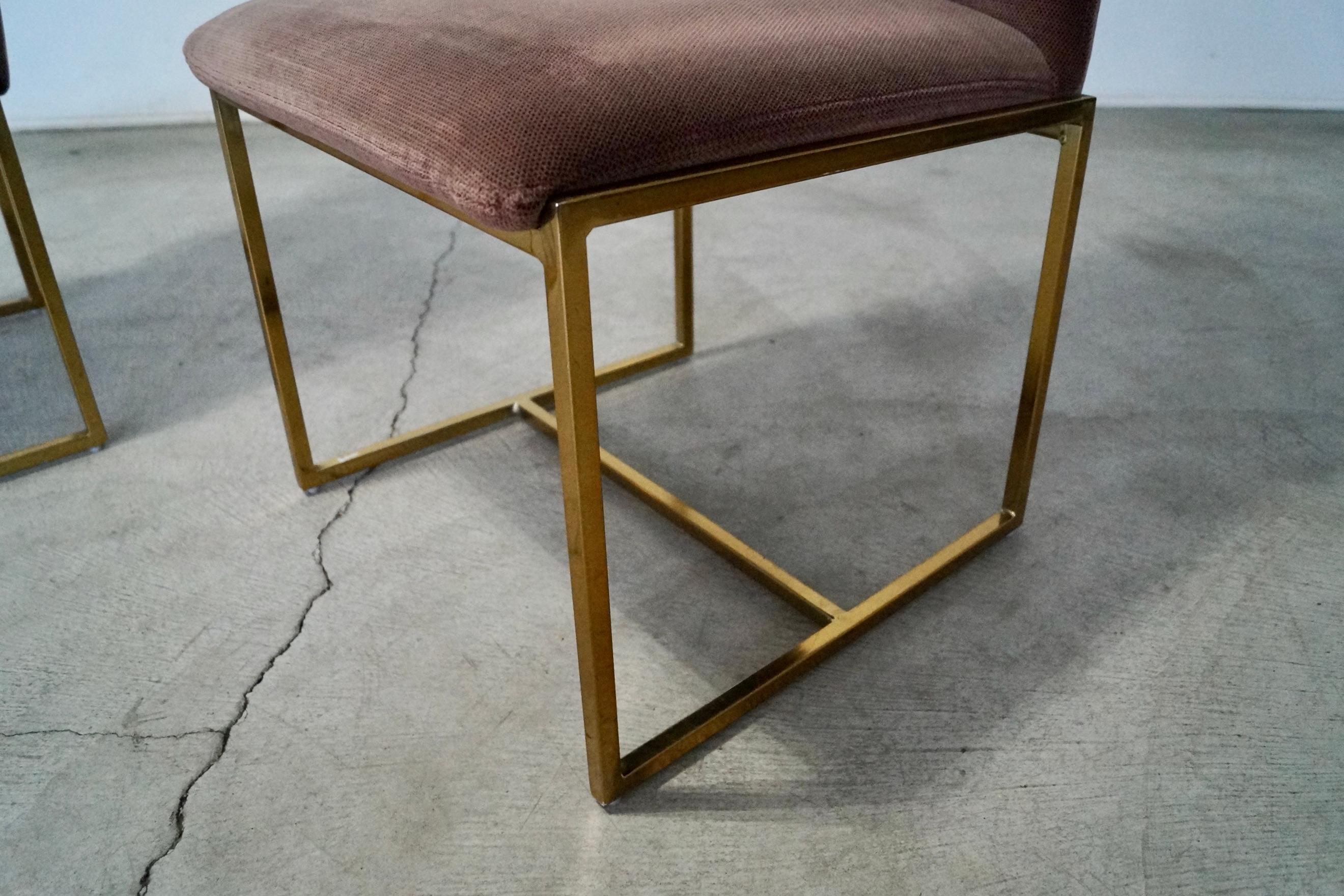 1970's Mid-Century Modern Milo Baughman Style Brass Dining Chairs - a Pair For Sale 9