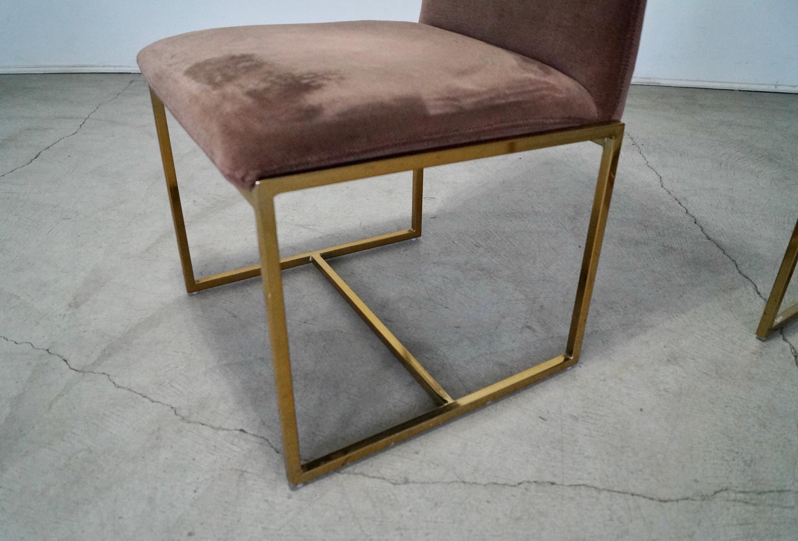 Paire de chaises de salle à manger en laiton de style Milo Baughman, mi-siècle moderne, années 1970 en vente 11