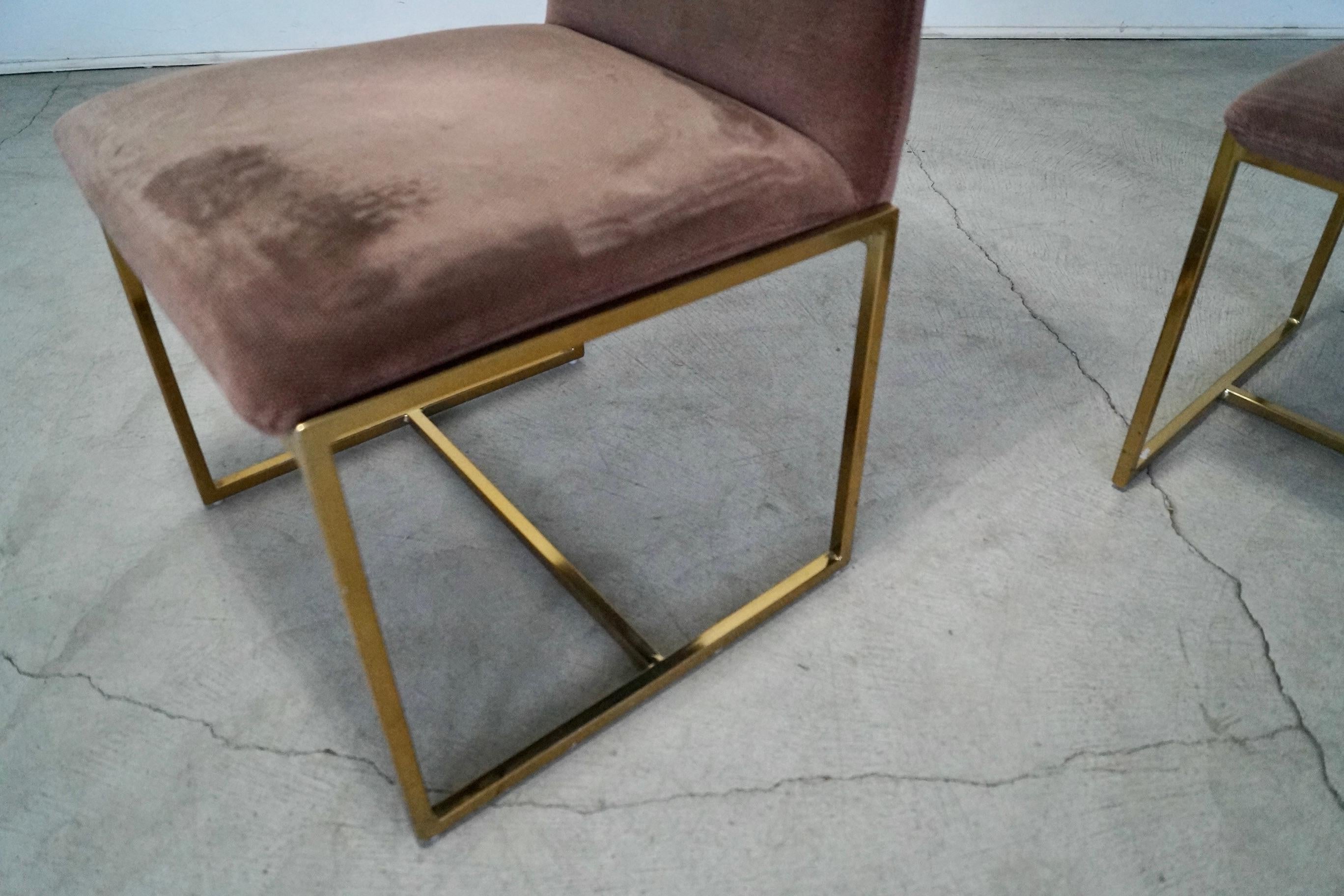 Paire de chaises de salle à manger en laiton de style Milo Baughman, mi-siècle moderne, années 1970 en vente 12