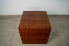 1970's Mid-Century Modern Milo Baughman Style Burl Wood End Table / Stand