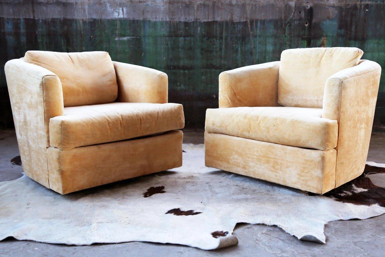 Fine XX secolo Sedia da salotto con ruote a rotelle per vasca in stile Milo Baughman, metà secolo moderno, anni 70 in vendita