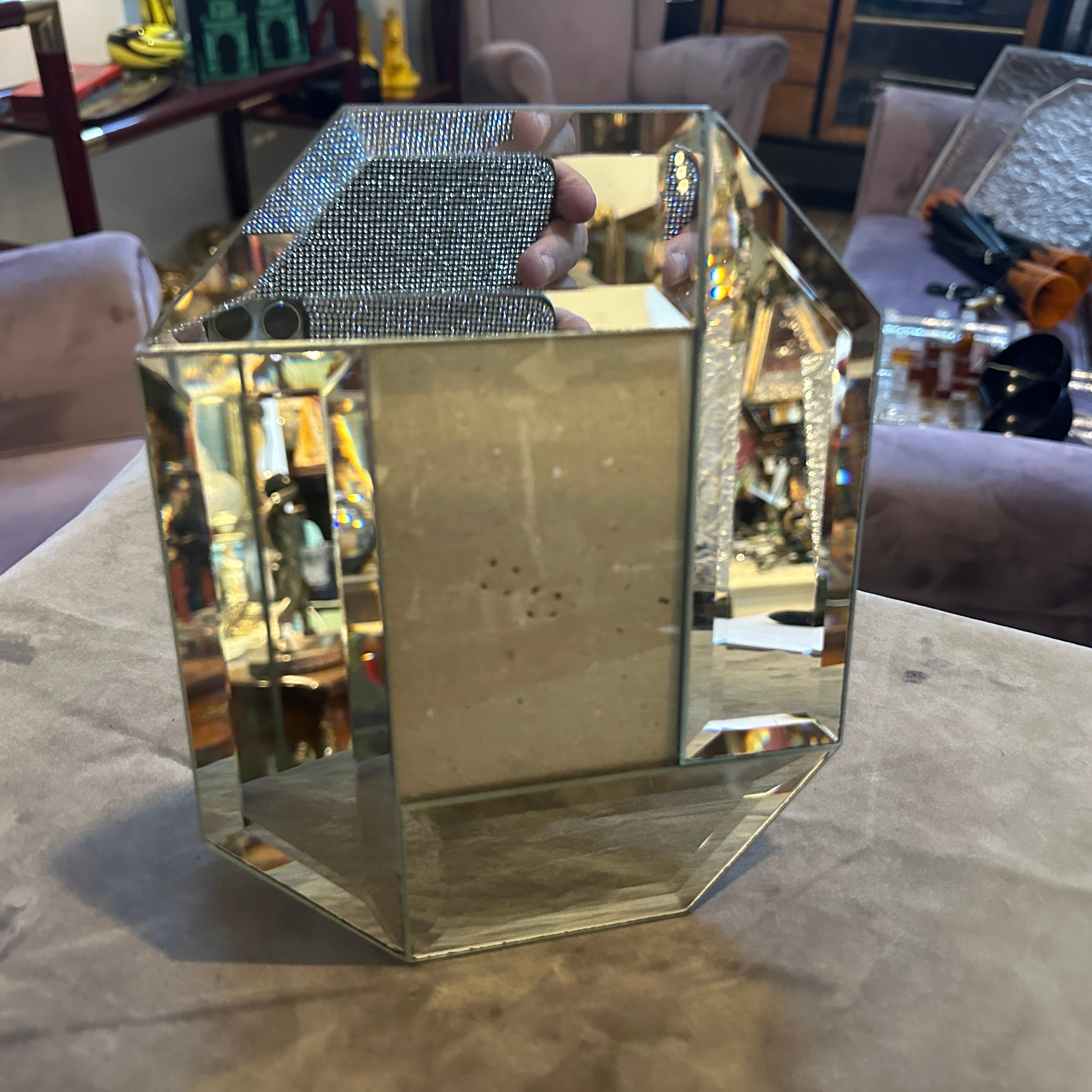 Cadre octogonal italien en verre et miroir des années 1970 en vente 3