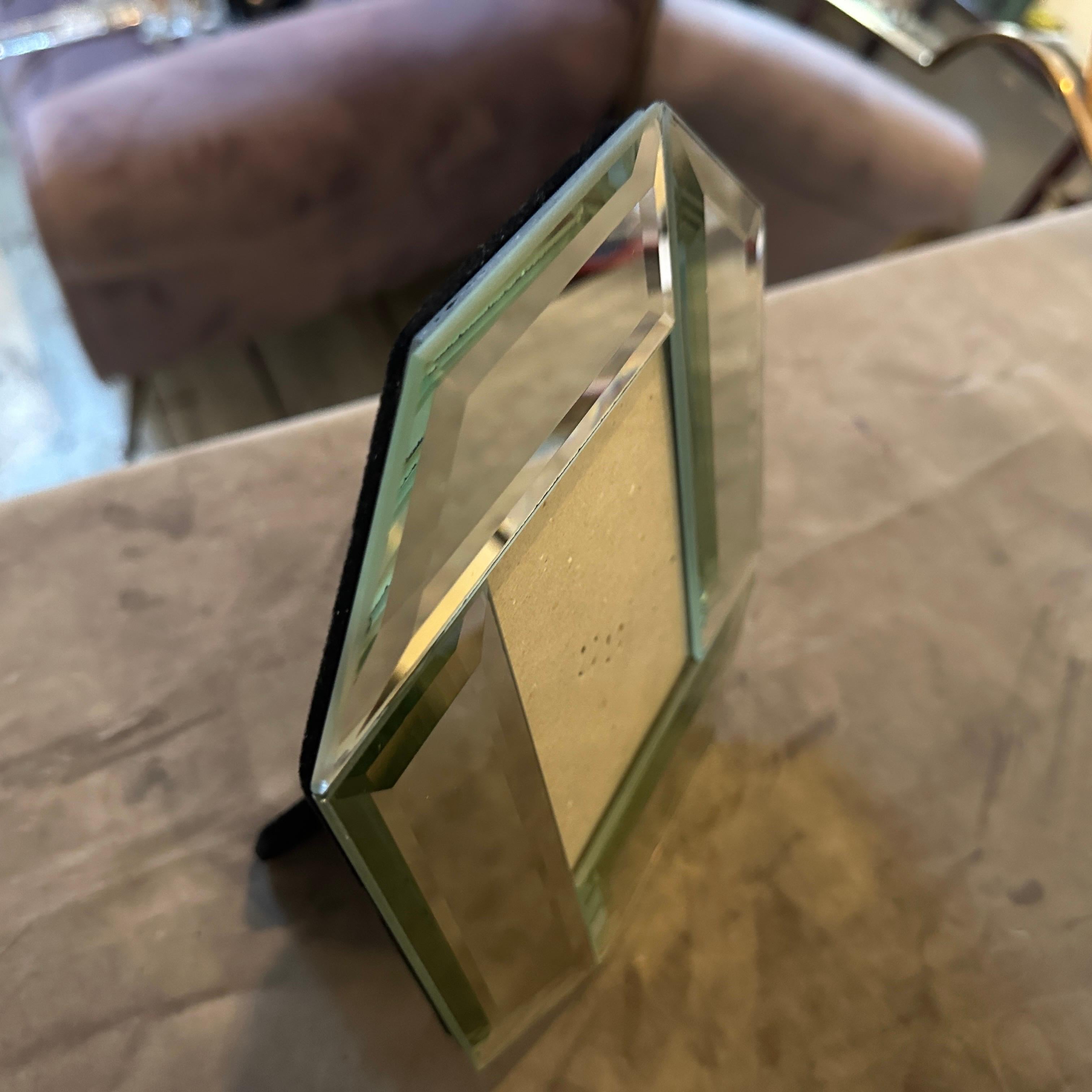 Cadre octogonal italien en verre et miroir des années 1970 en vente 4