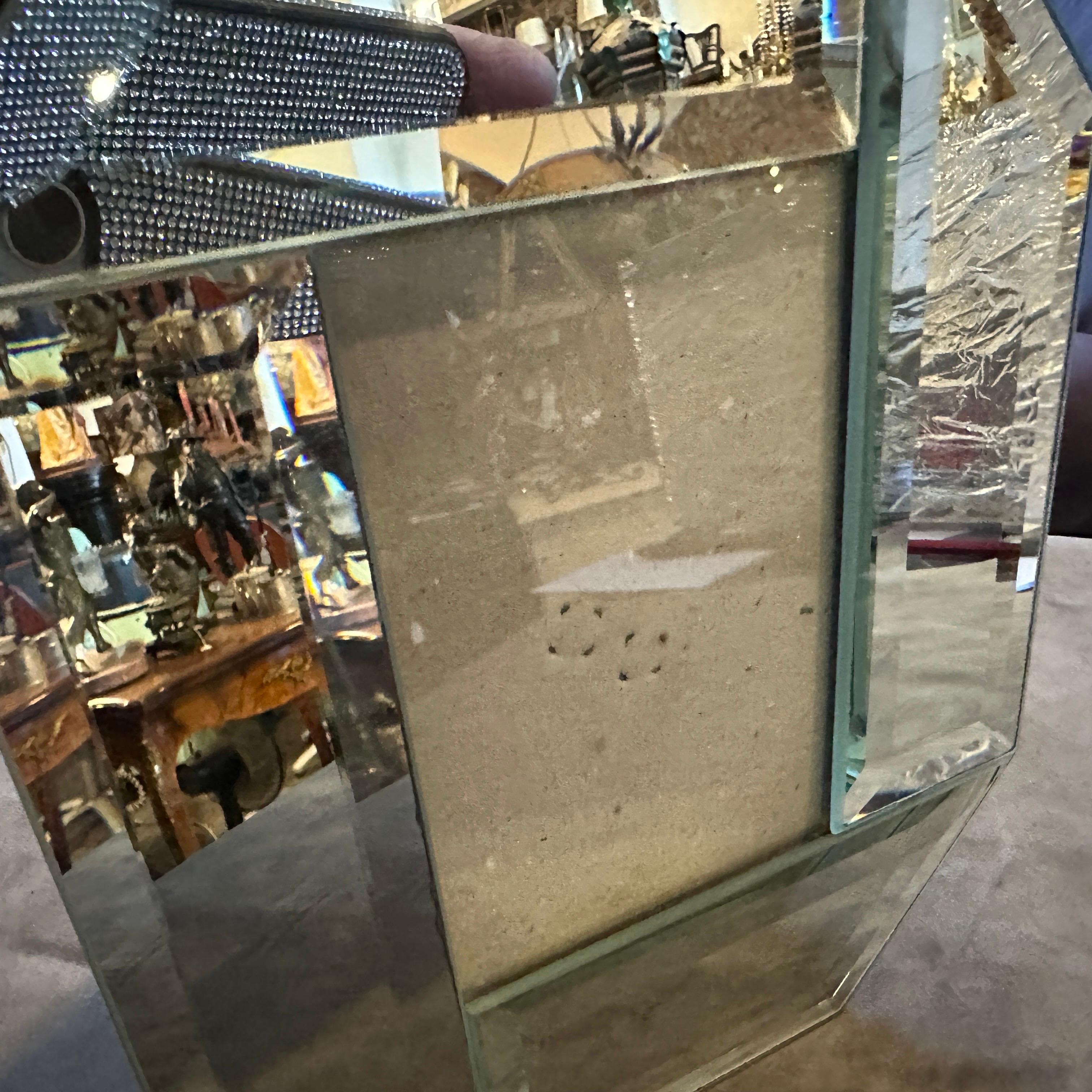 20ième siècle Cadre octogonal italien en verre et miroir des années 1970 en vente
