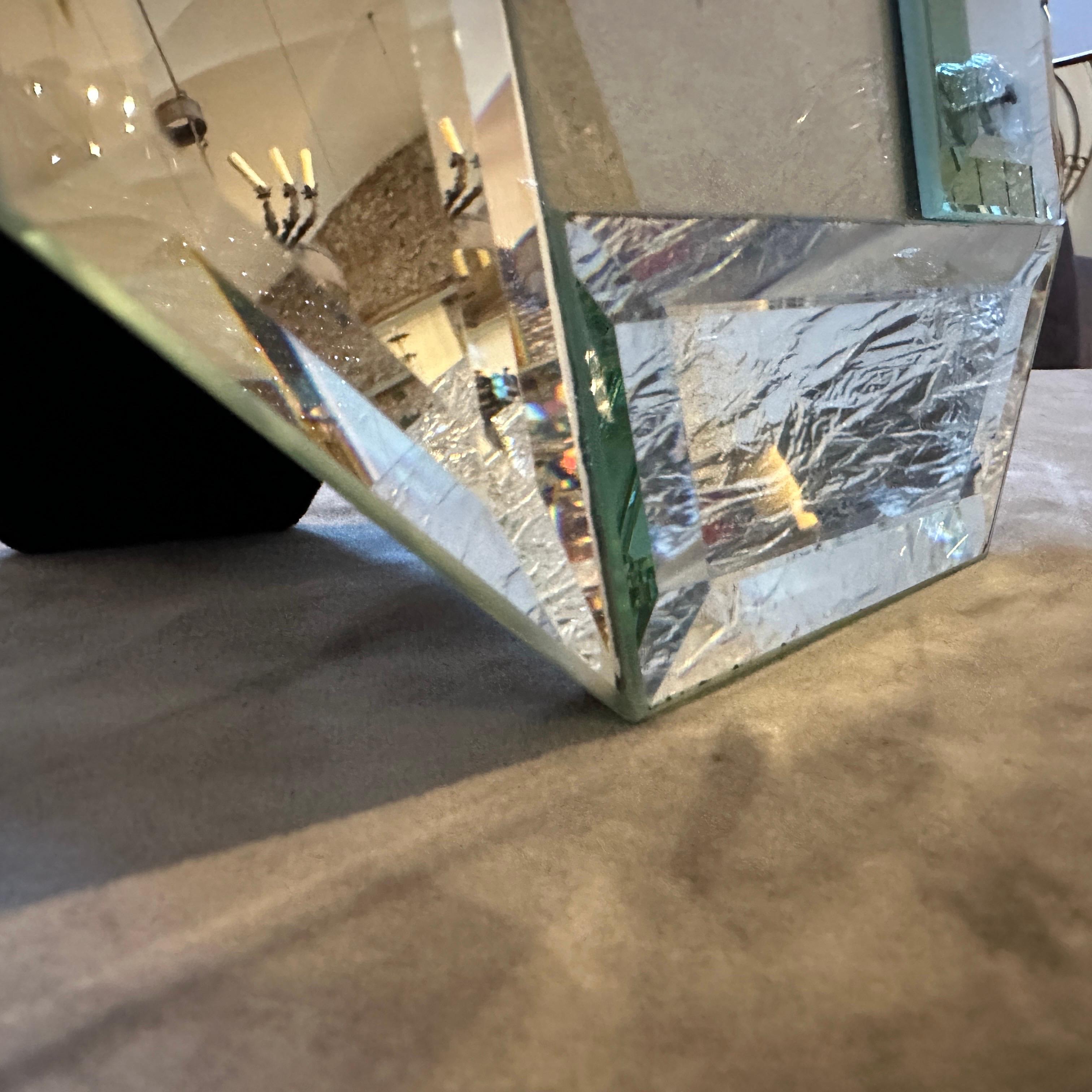 Verre Cadre octogonal italien en verre et miroir des années 1970 en vente