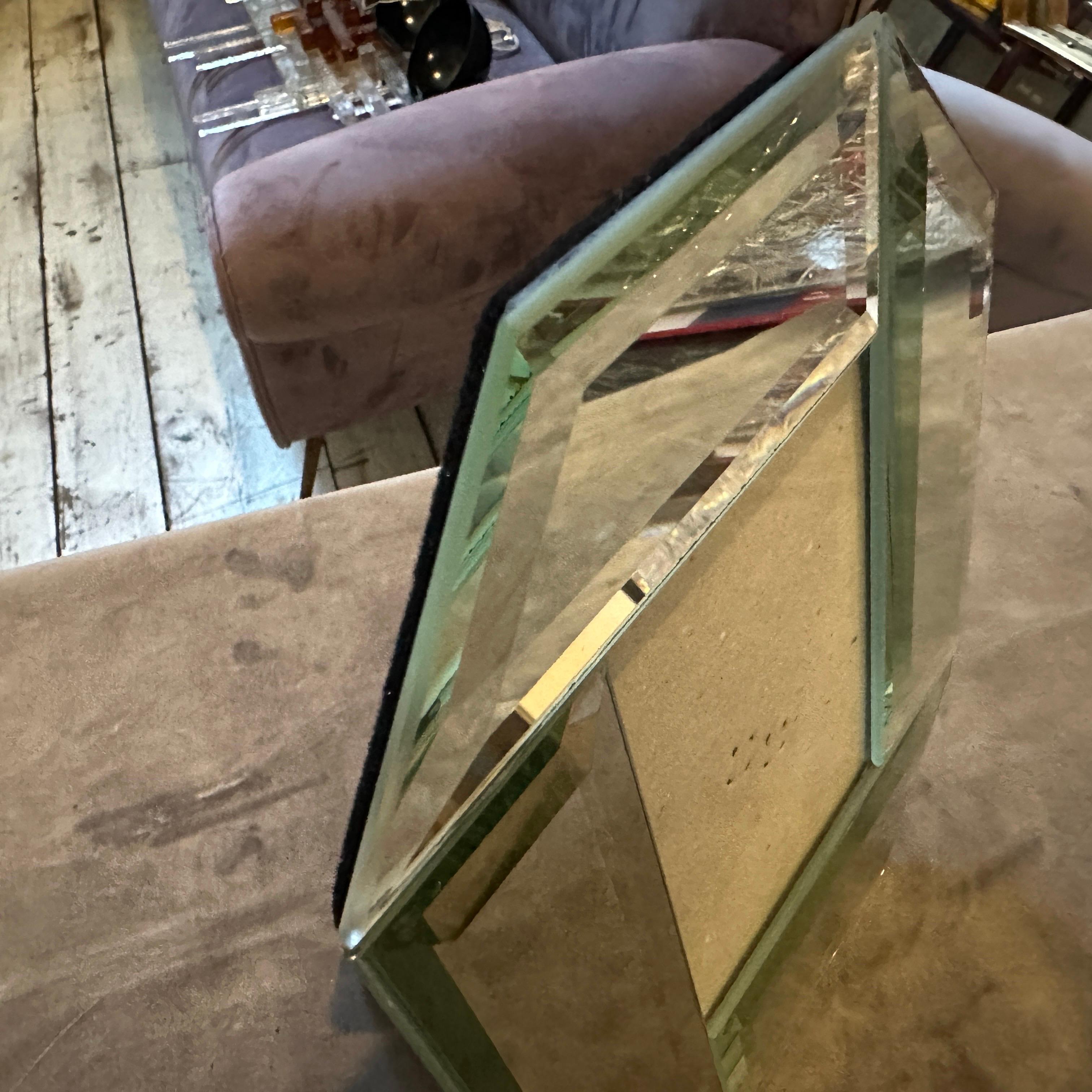 Cadre octogonal italien en verre et miroir des années 1970 en vente 2