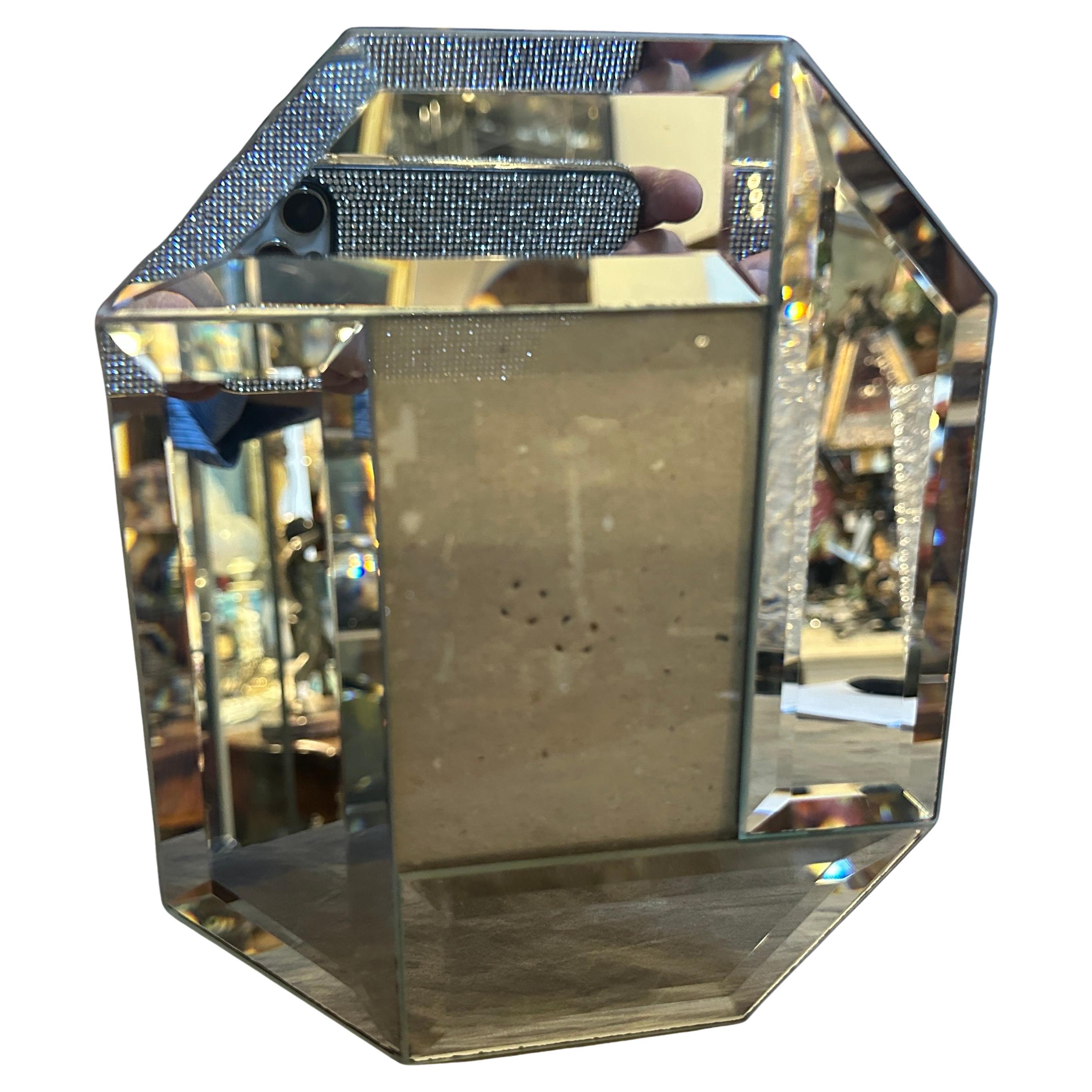 Cadre octogonal italien en verre et miroir des années 1970