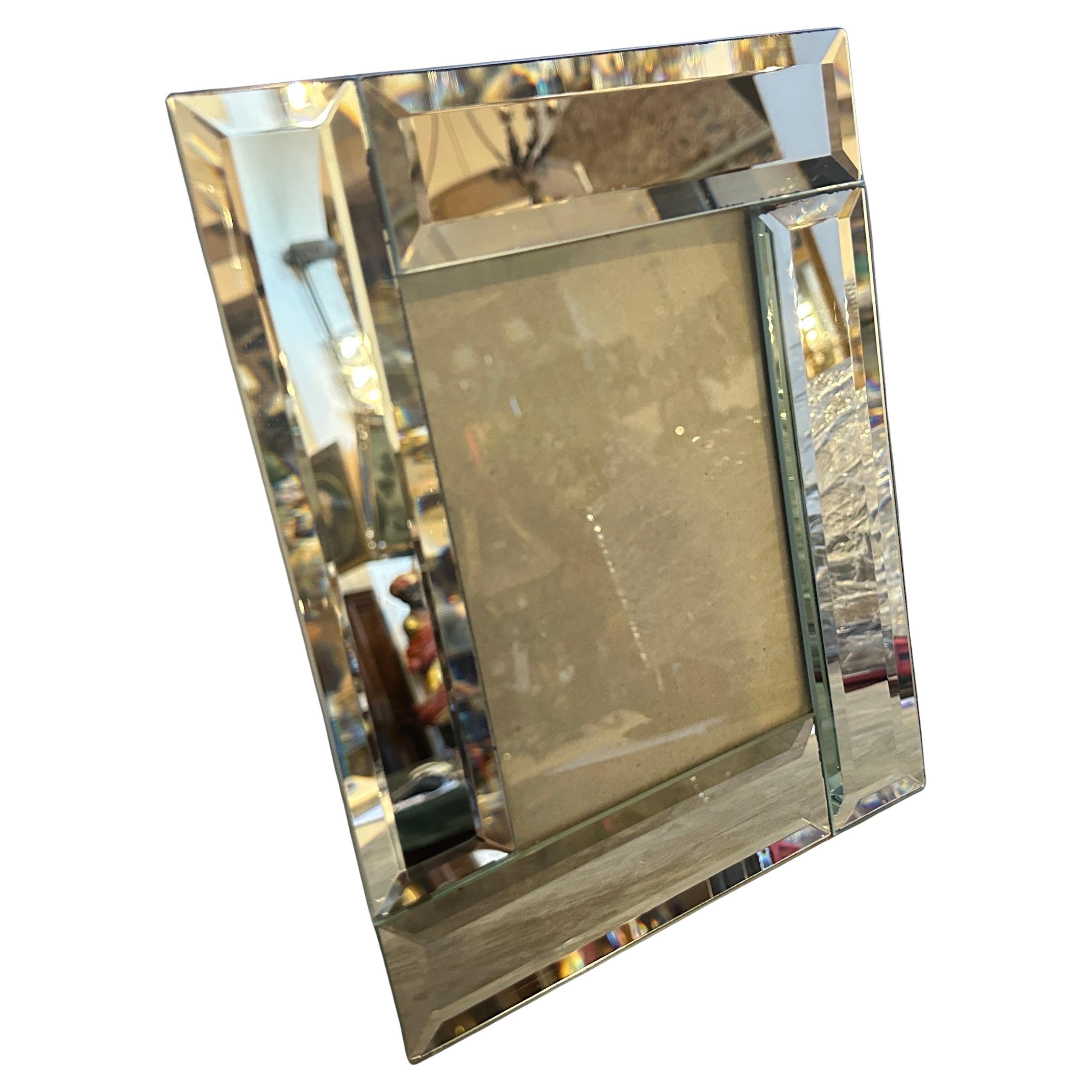 1970s Mid-century Modern Mirror and Glass Italian Picture Frame