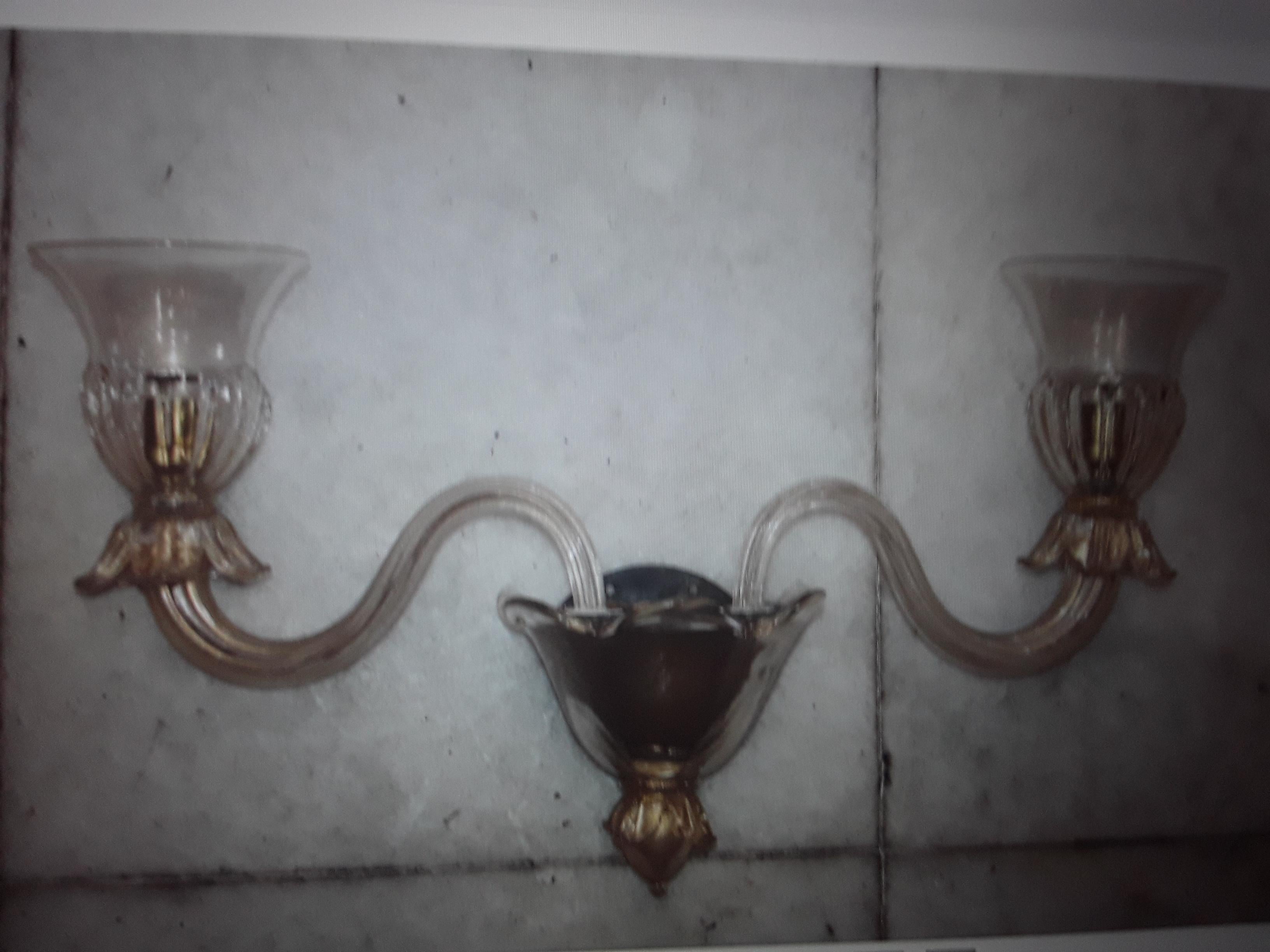1970's Mid Century Modern Murano Barovier & Toso Gold Dust Wall Sconce For Sale 2