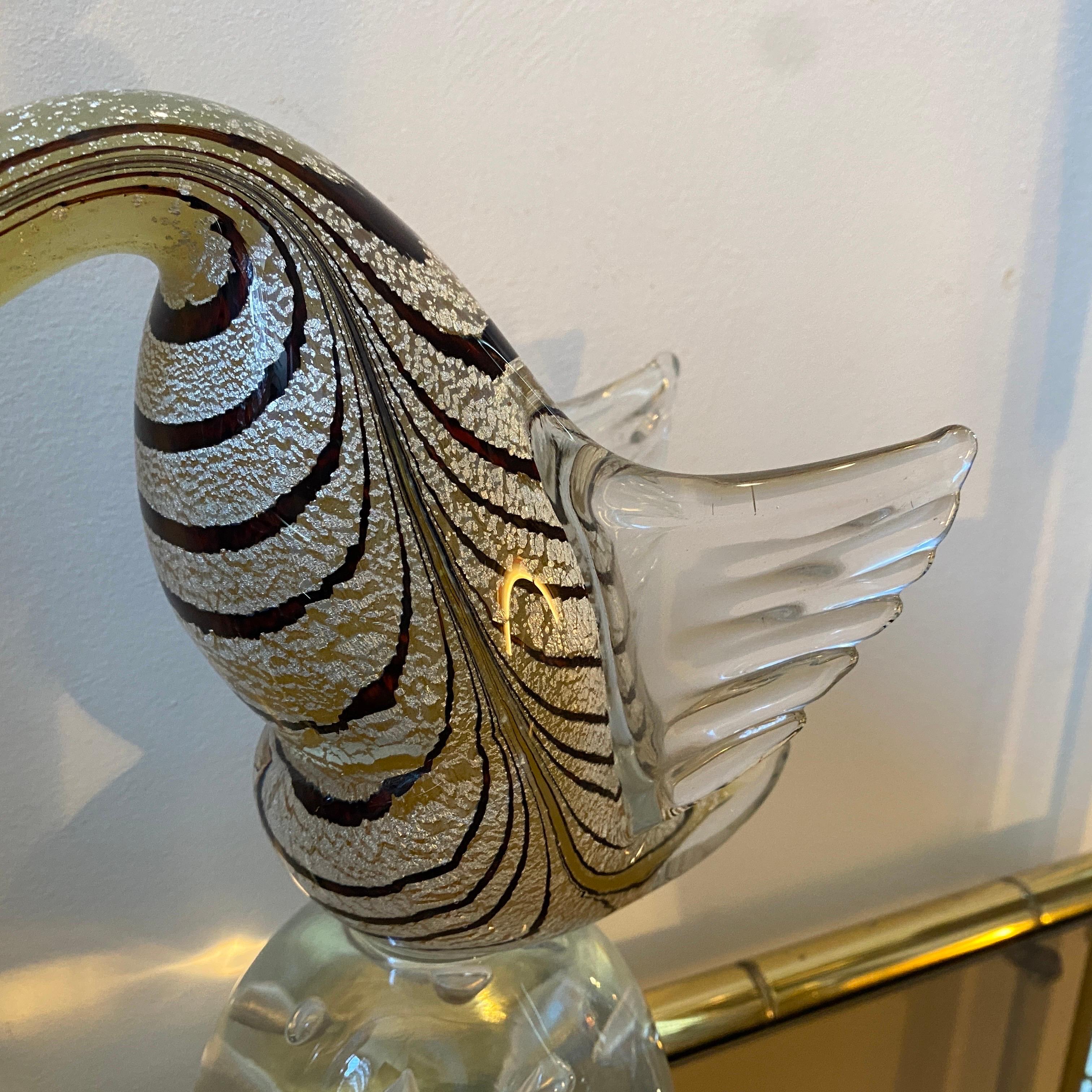 Italian 1970s Mid-Century Modern Murano Glass Sculpture of a Bird