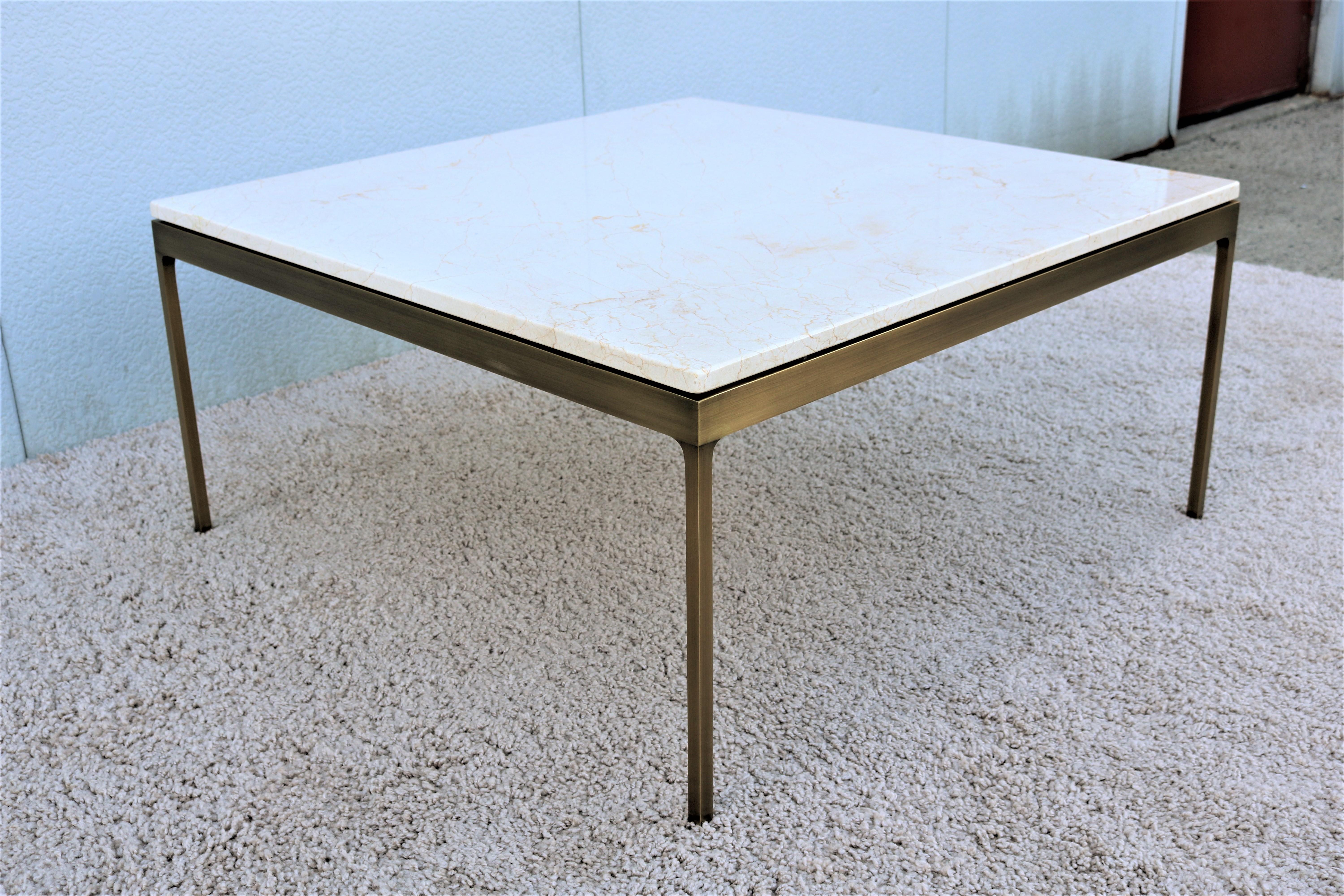 1970s Mid-Century Modern Nicos Zographos Brass and Marble Square Coffee Table 5
