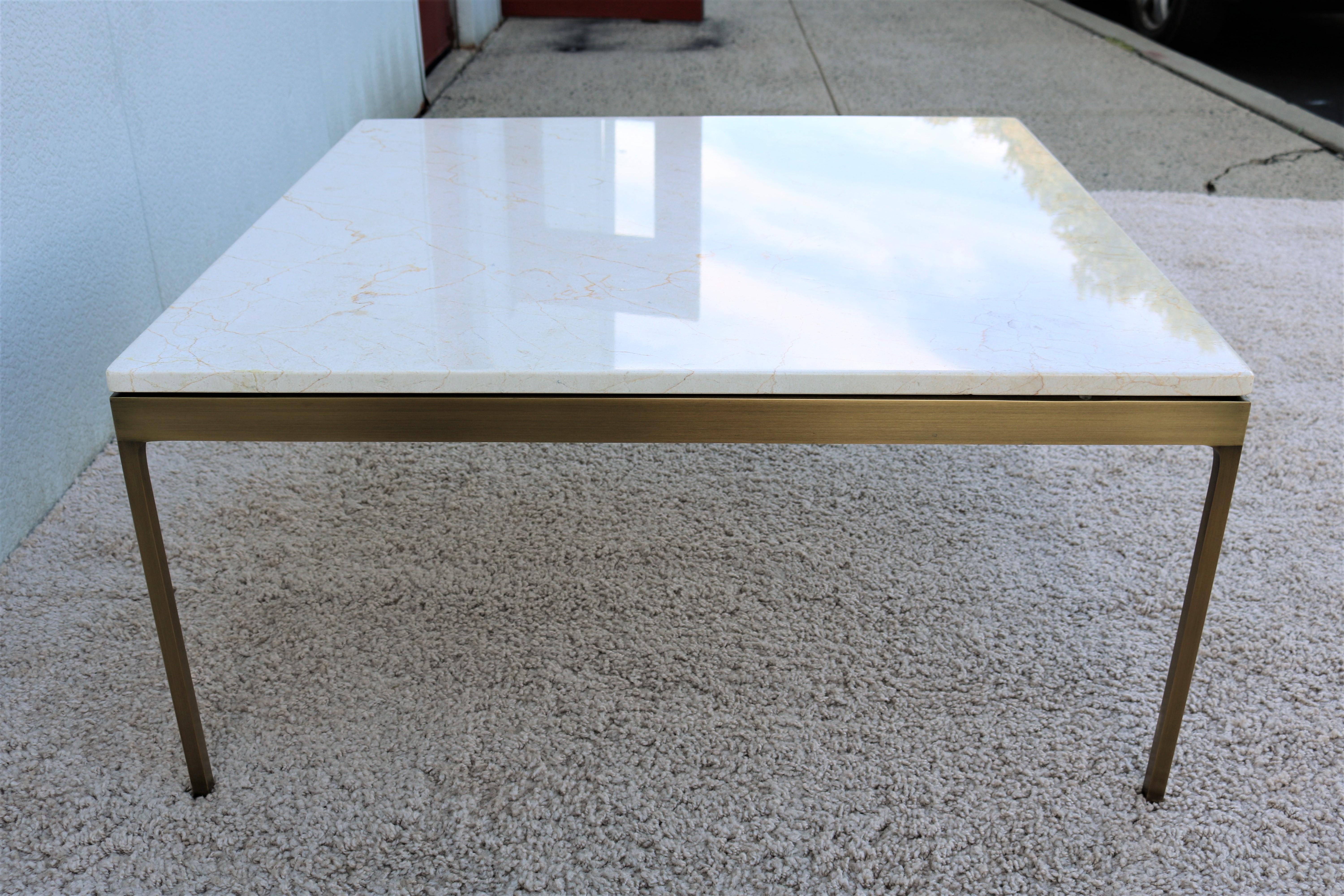 1970s Mid-Century Modern Nicos Zographos Brass and Marble Square Coffee Table 6