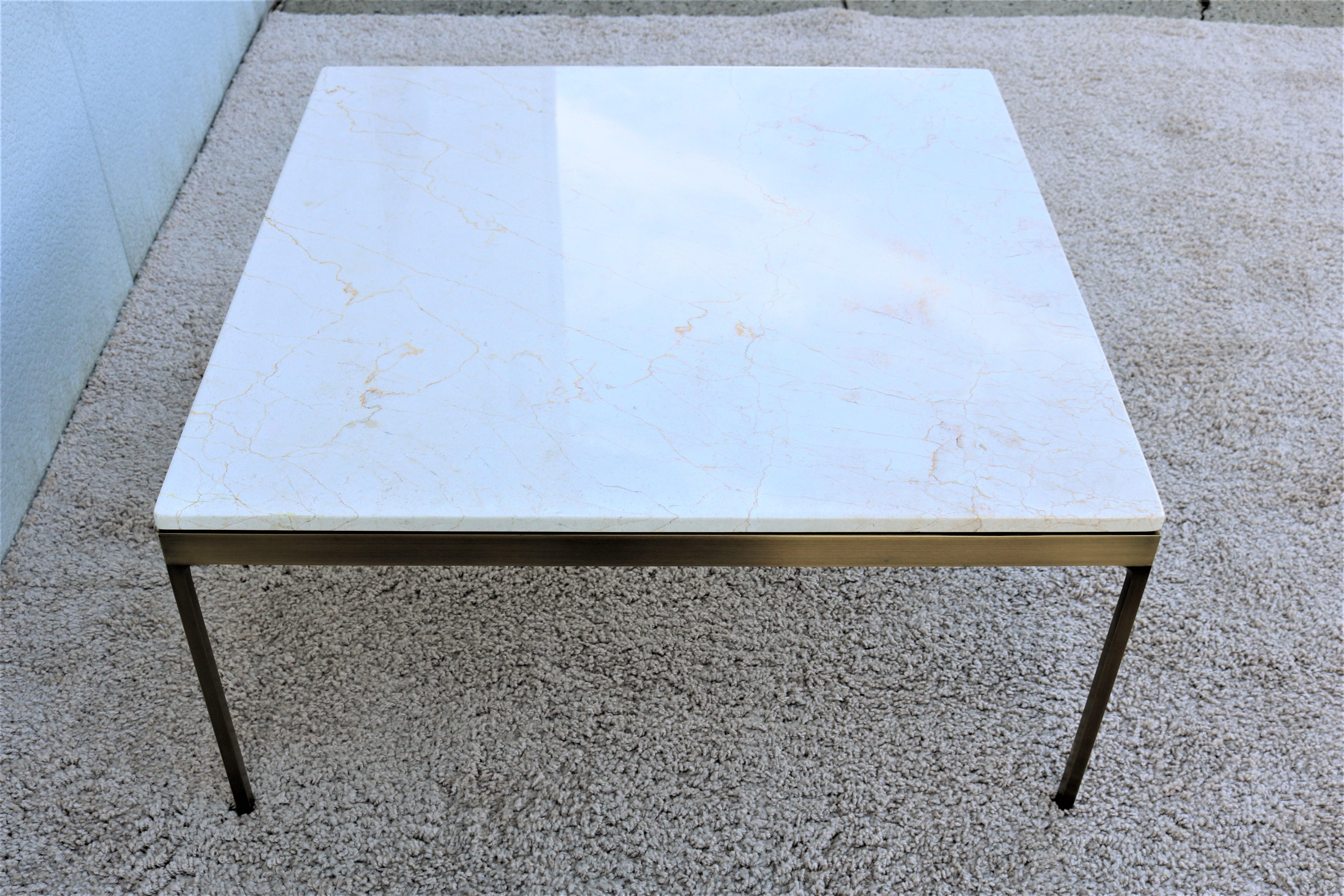 1970s Mid-Century Modern Nicos Zographos Brass and Marble Square Coffee Table 7